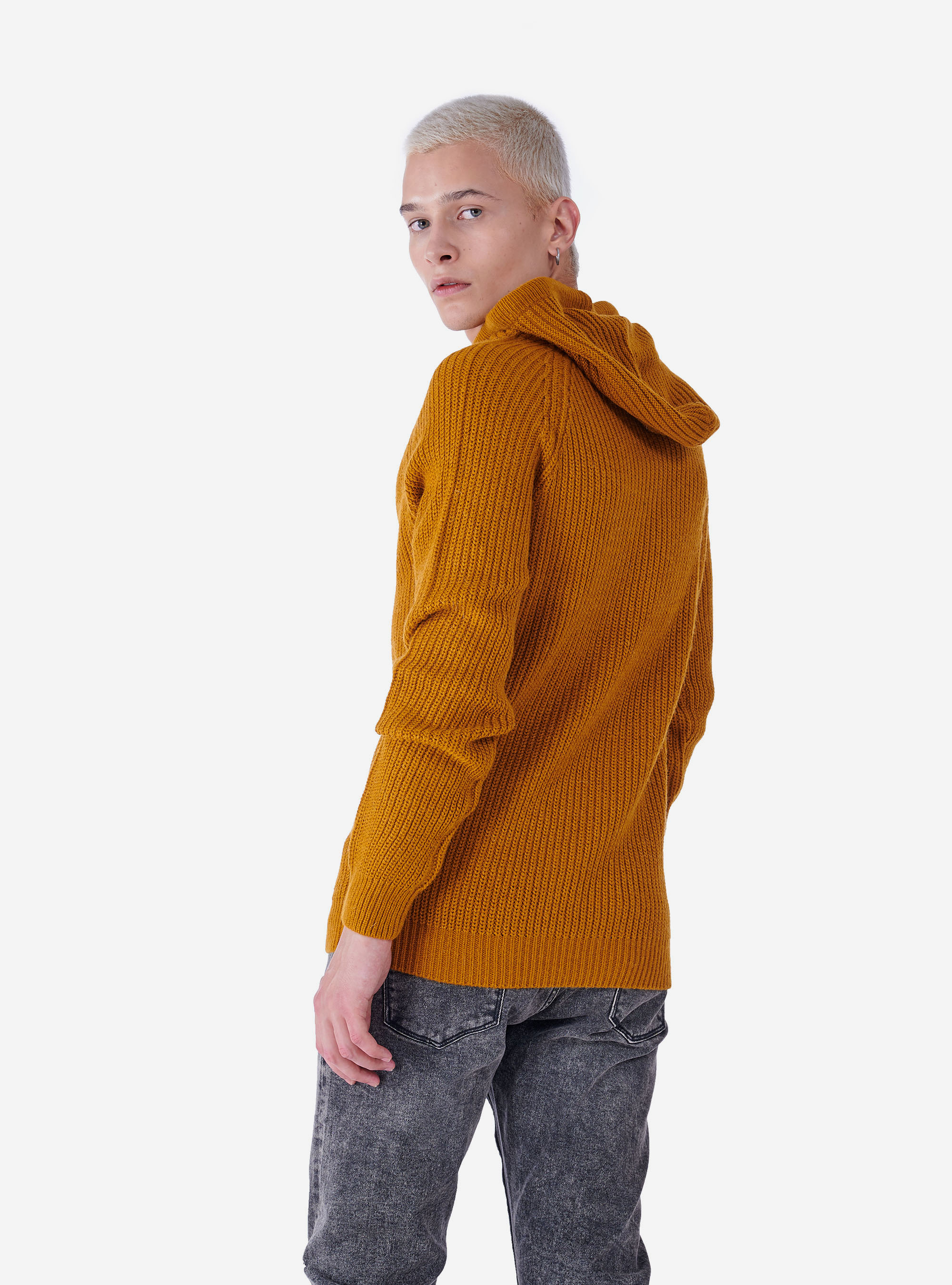 PULLOVER WITH HOOD, MUSTARD