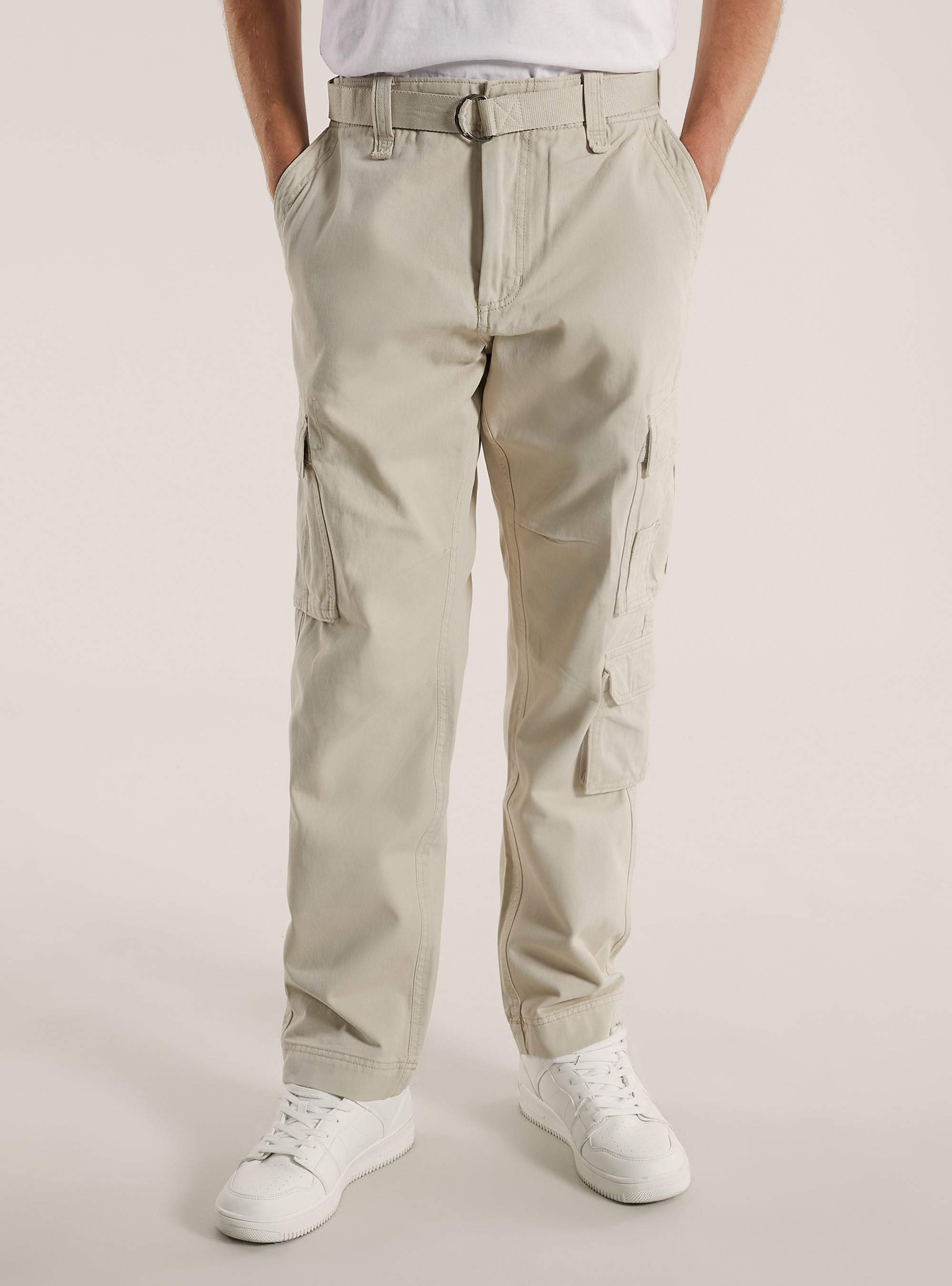 Cargo trousers with belt, BG2 BEIGE MEDIUM