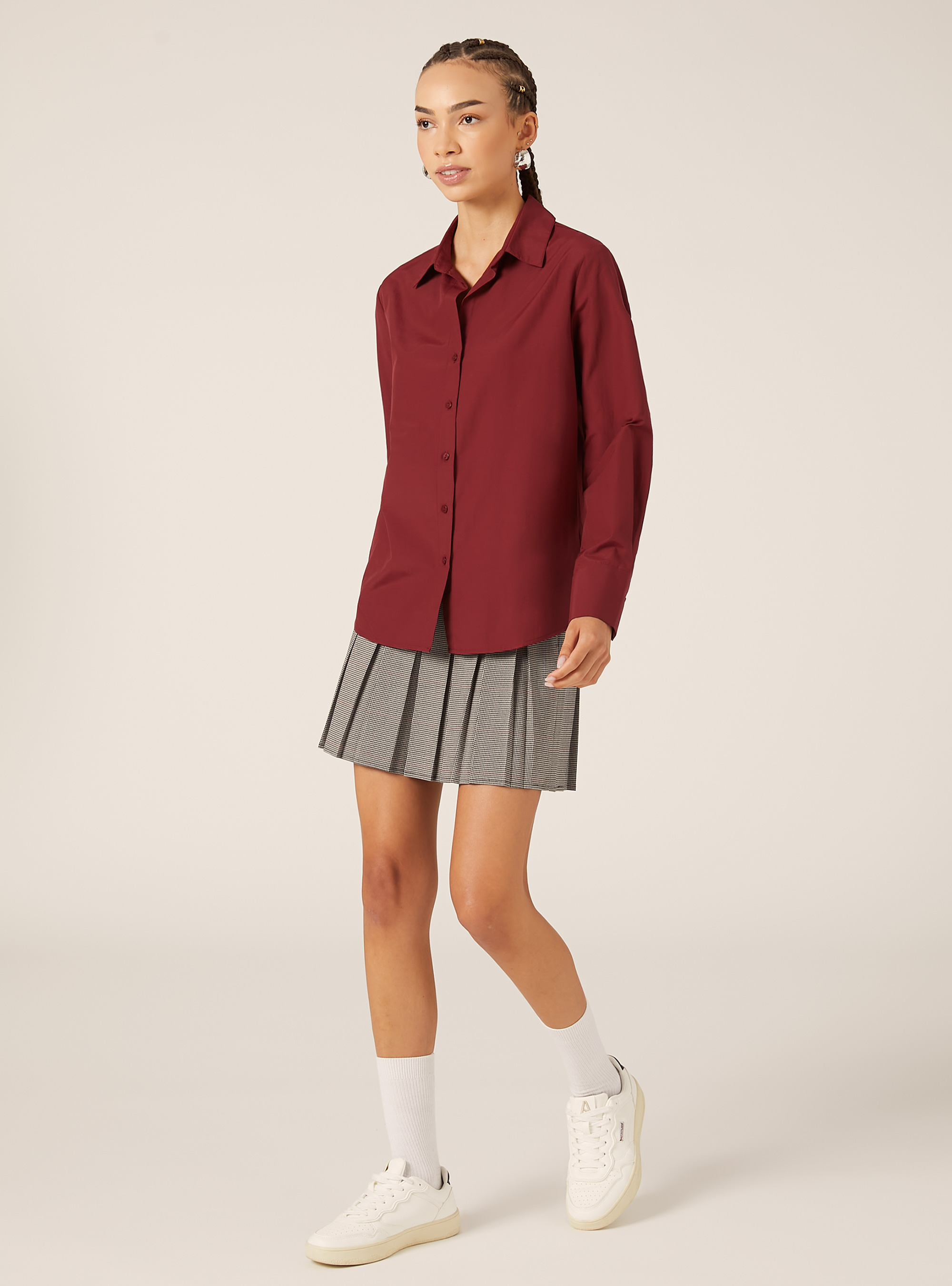 Basic poplin shirt, BO1 BORDEAUX DARK