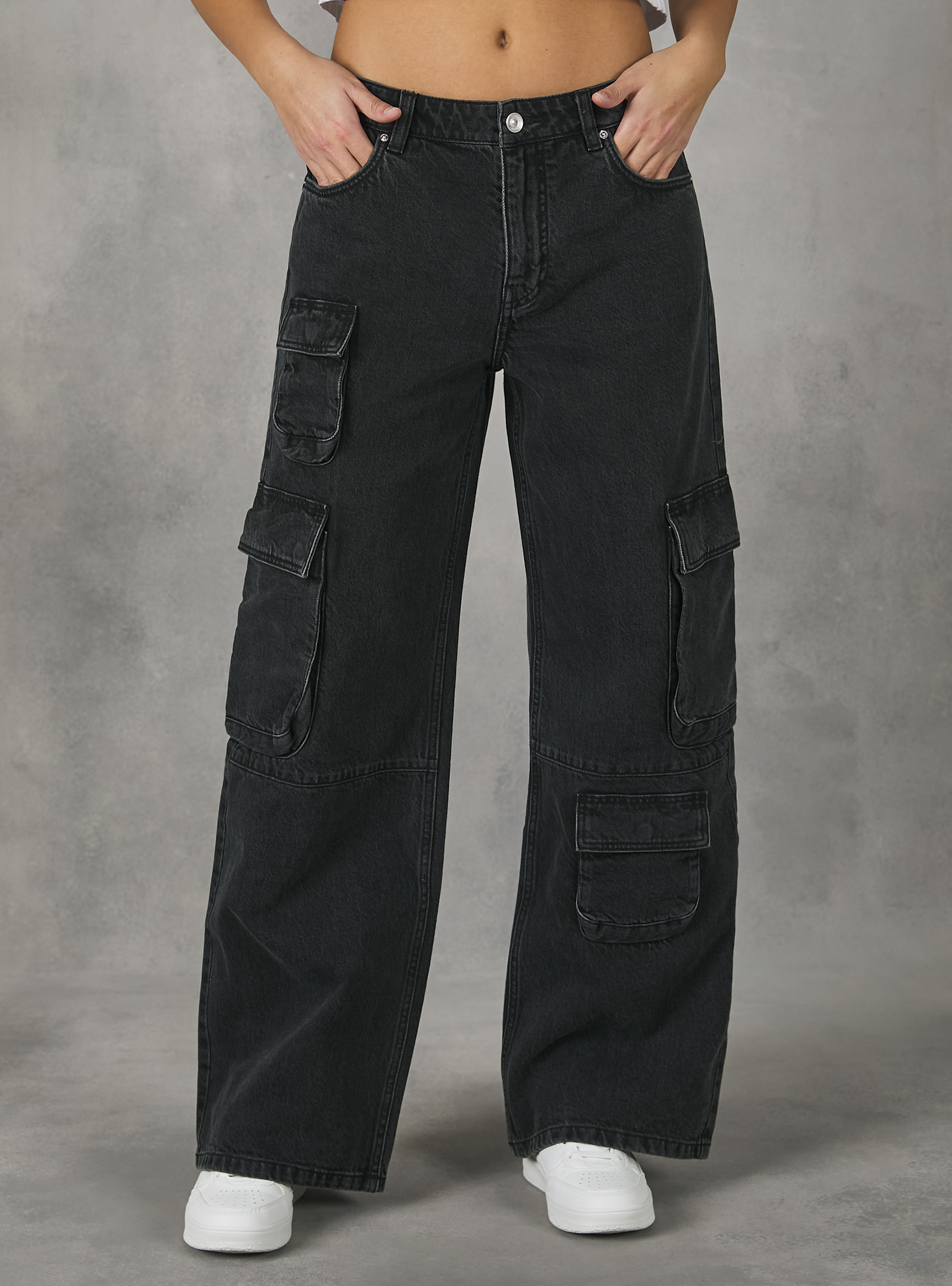 Multi cargo comfort fit jeans, D000 BLACK