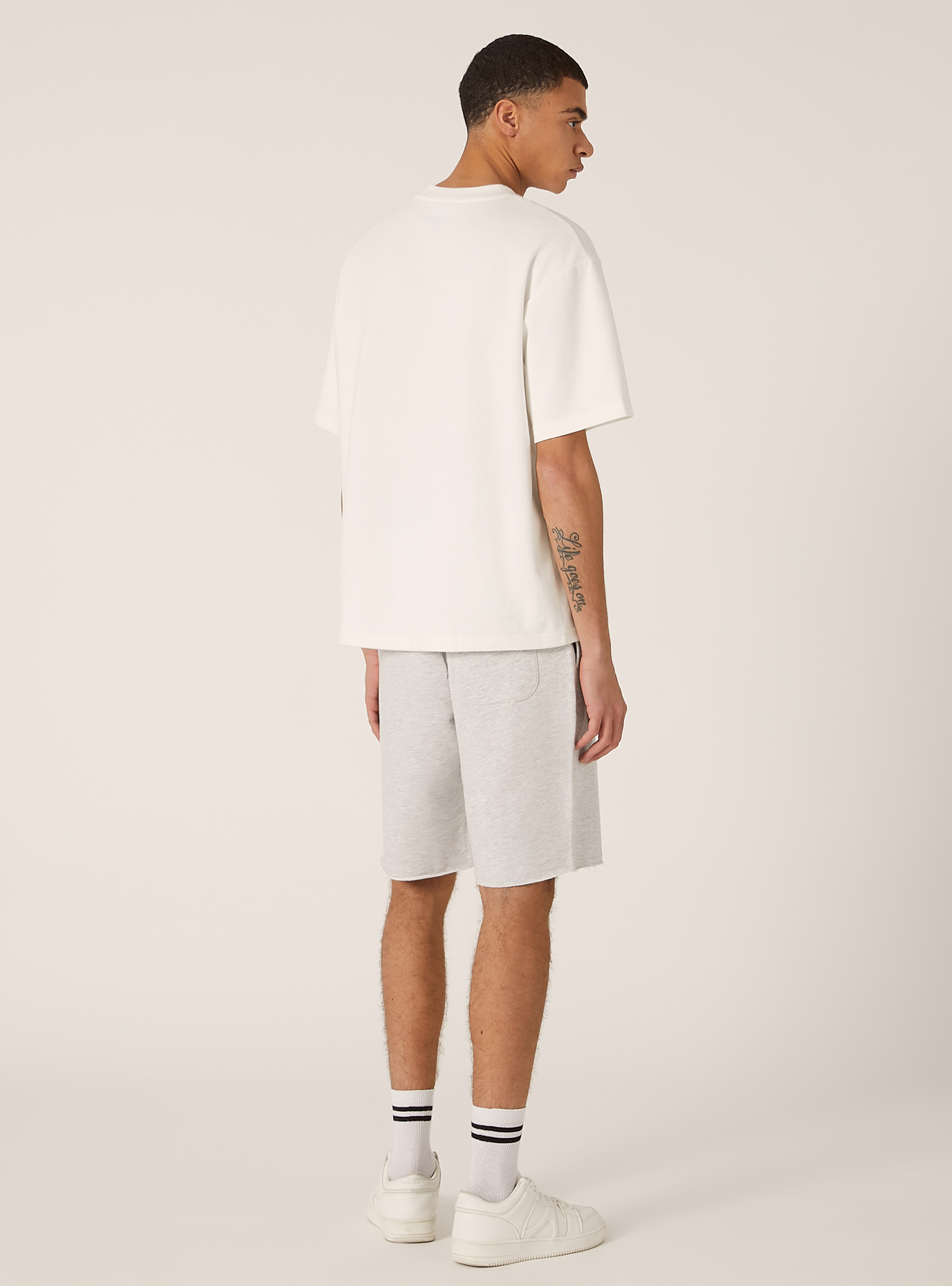 Cotton jogger bermuda shorts, MGY3 GREY MEL LIGHT