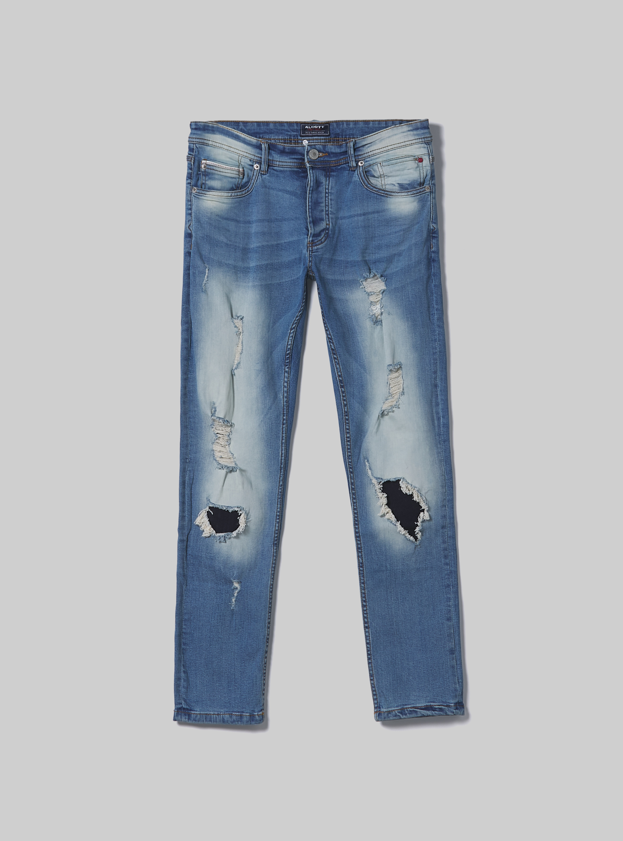 Jeans skinny fit avec déchirures, C272 BLUE