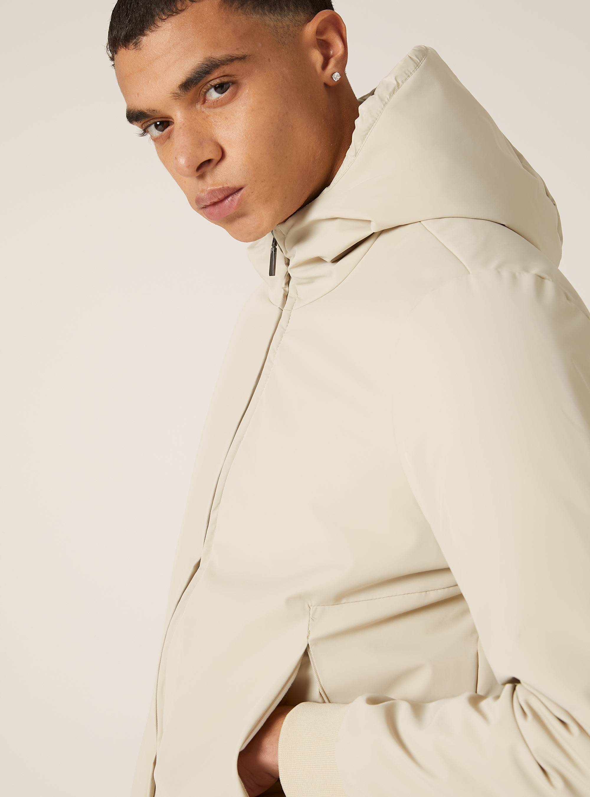 Giubbotto imbottito con cappuccio, CR3 CREAM LIGHT