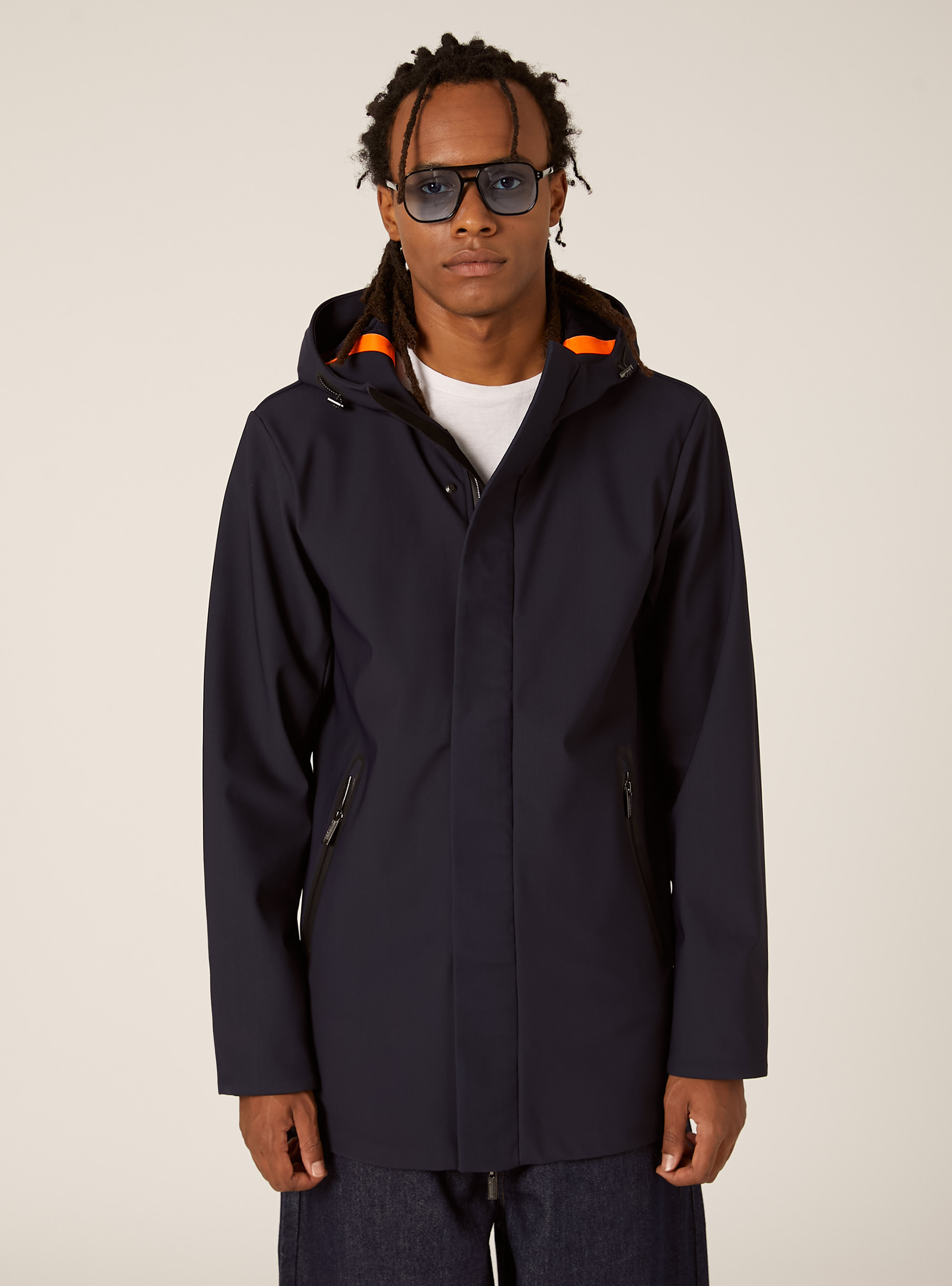 Technical fabric jacket with hood, NA1 NAVY DARK