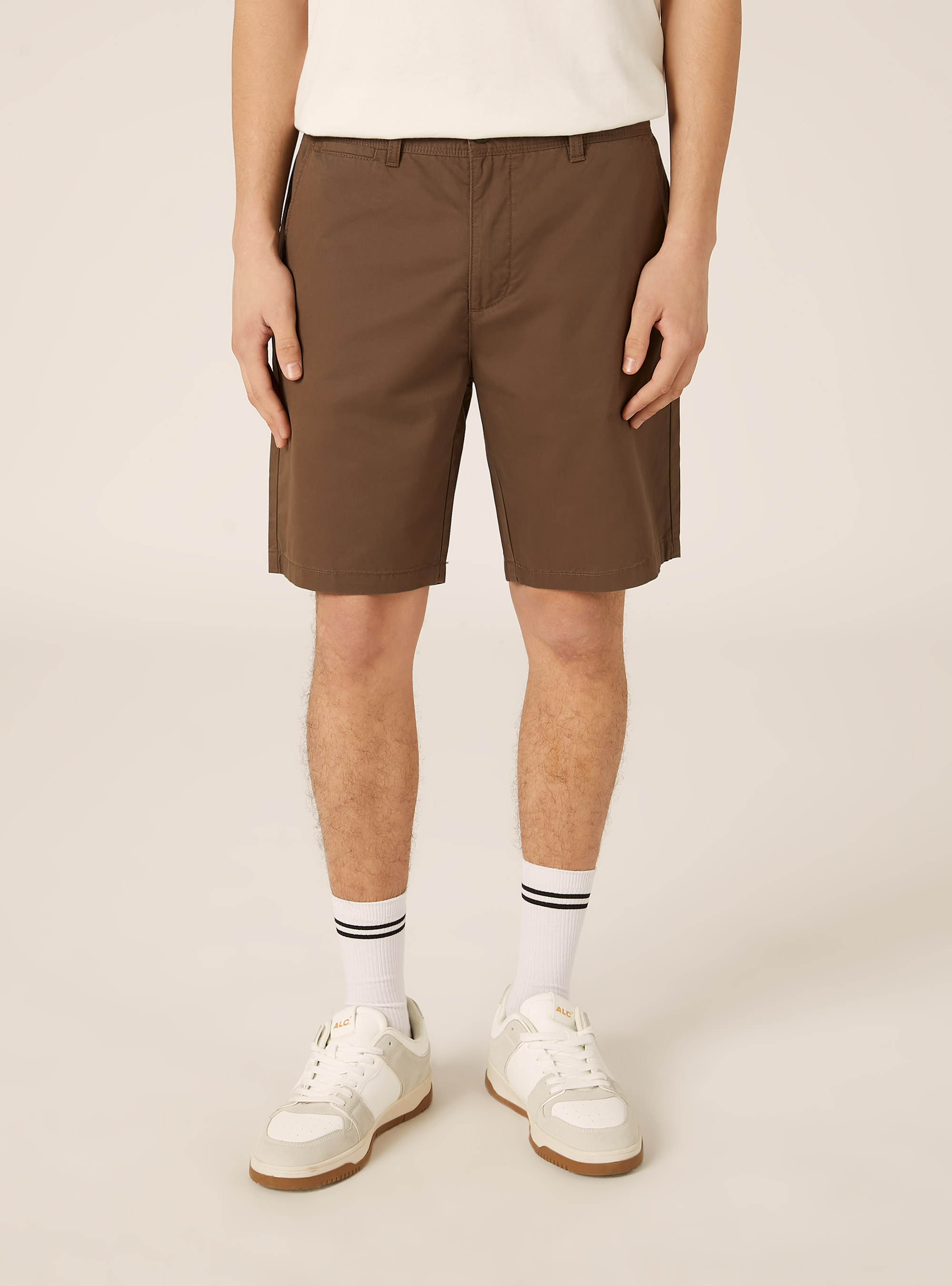 Bermuda in twill in tinta unita, MARRONE SCURO