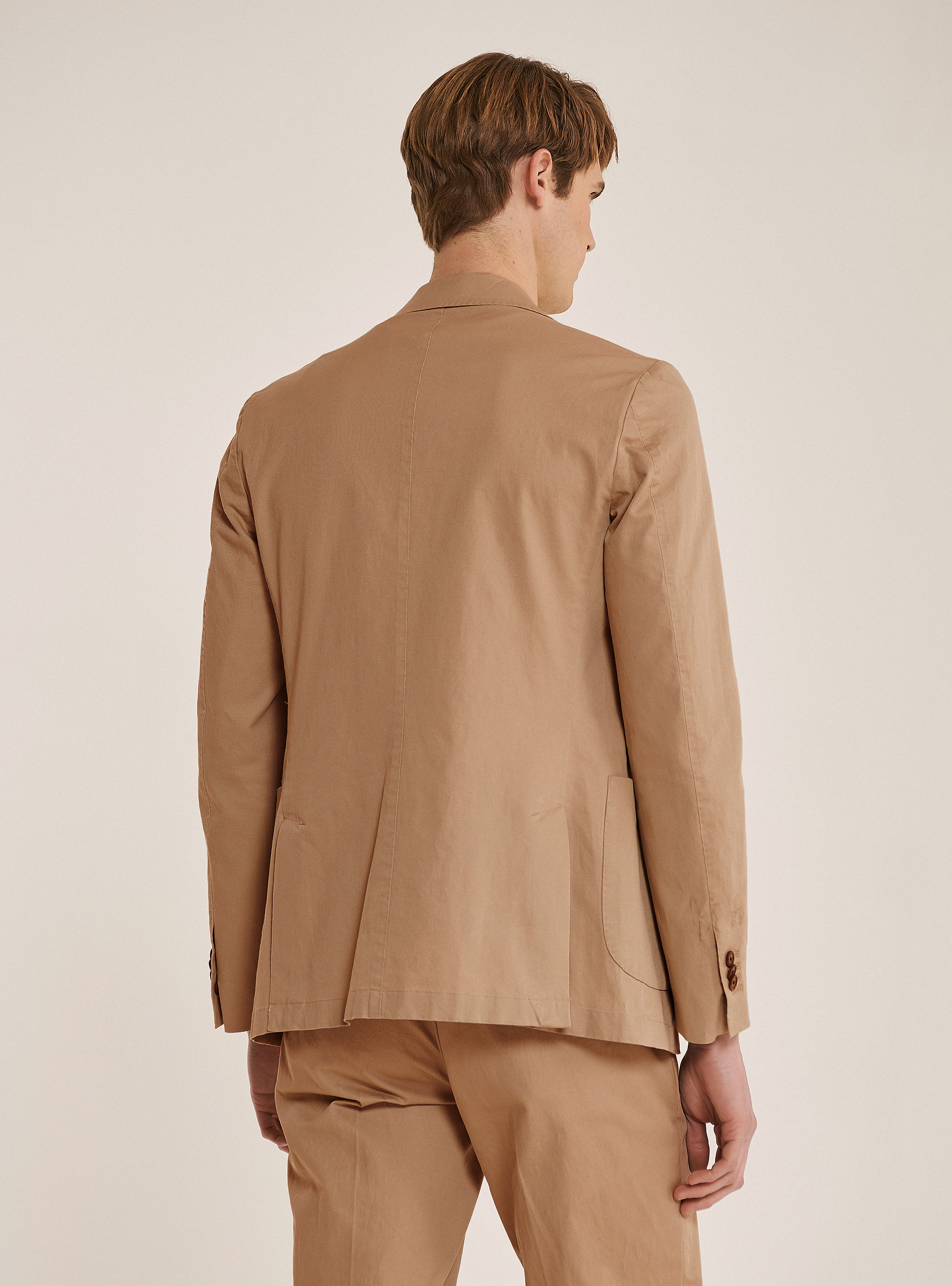 Giacca in misto lino con tasca a toppa, C5524 TOBACCO
