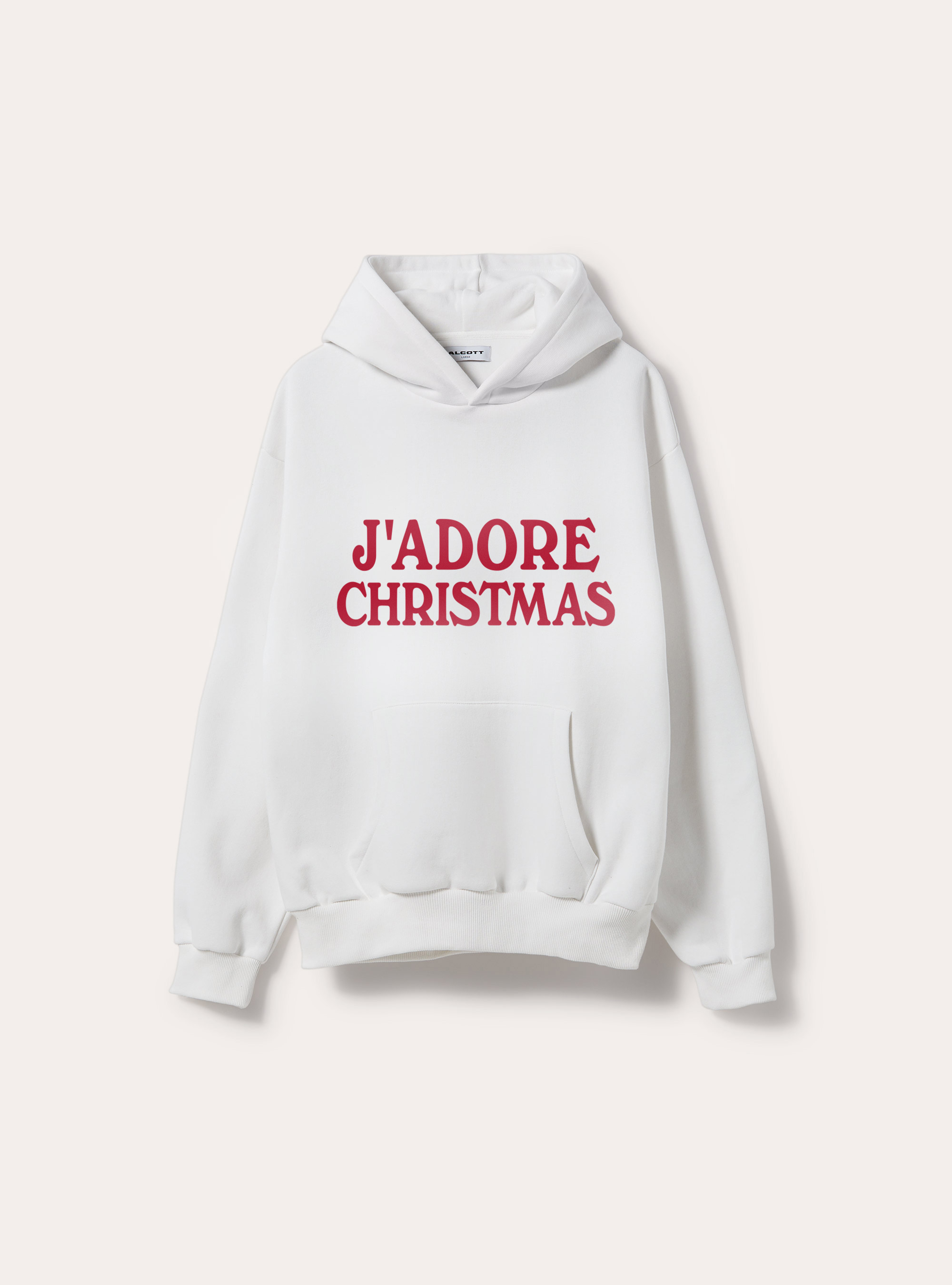 Felpa boxy fit con stampa J'adore Christmas, WH2 WHITE