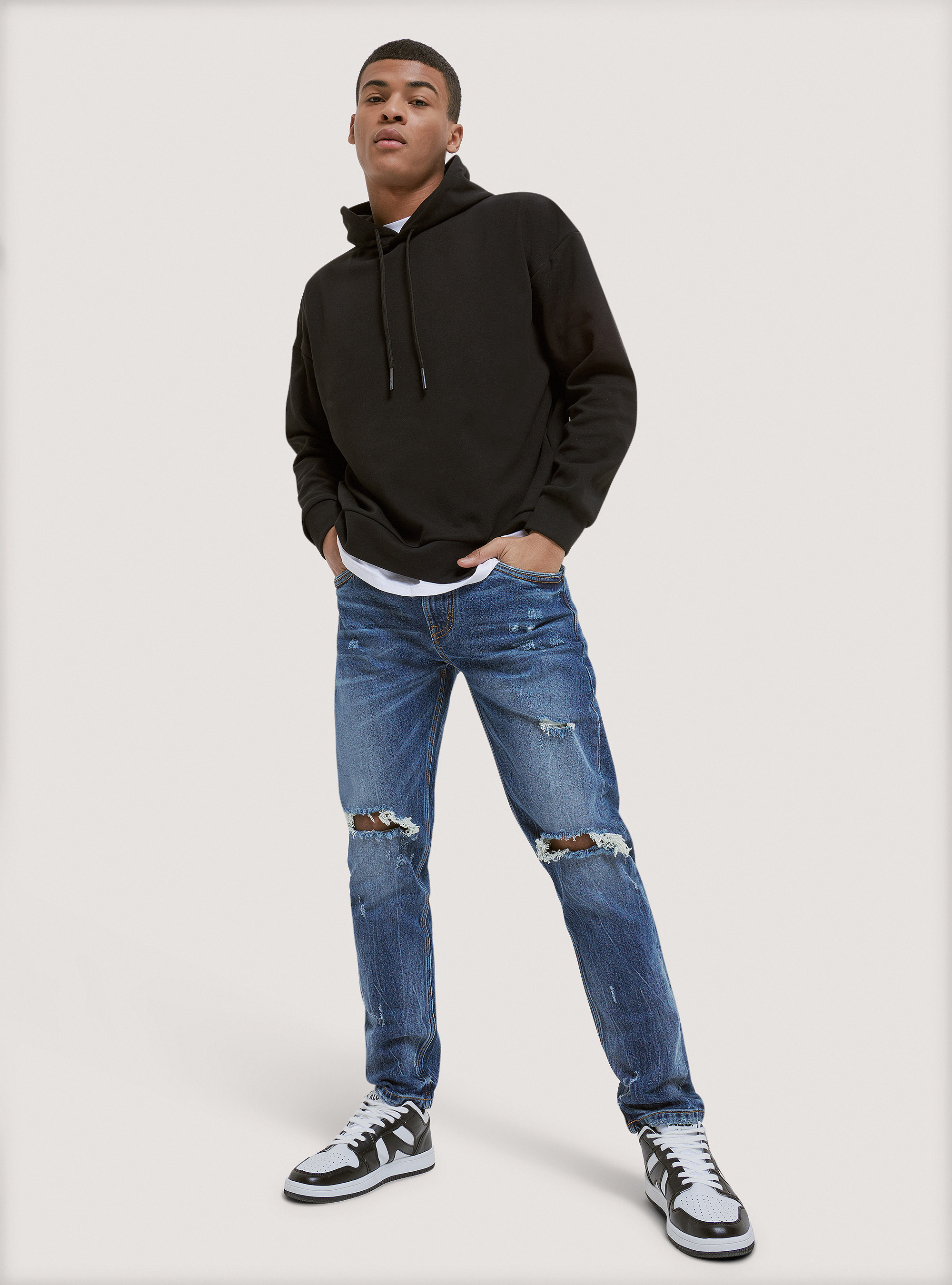 Sweat-shirt à capuche basique, C101 BLACK