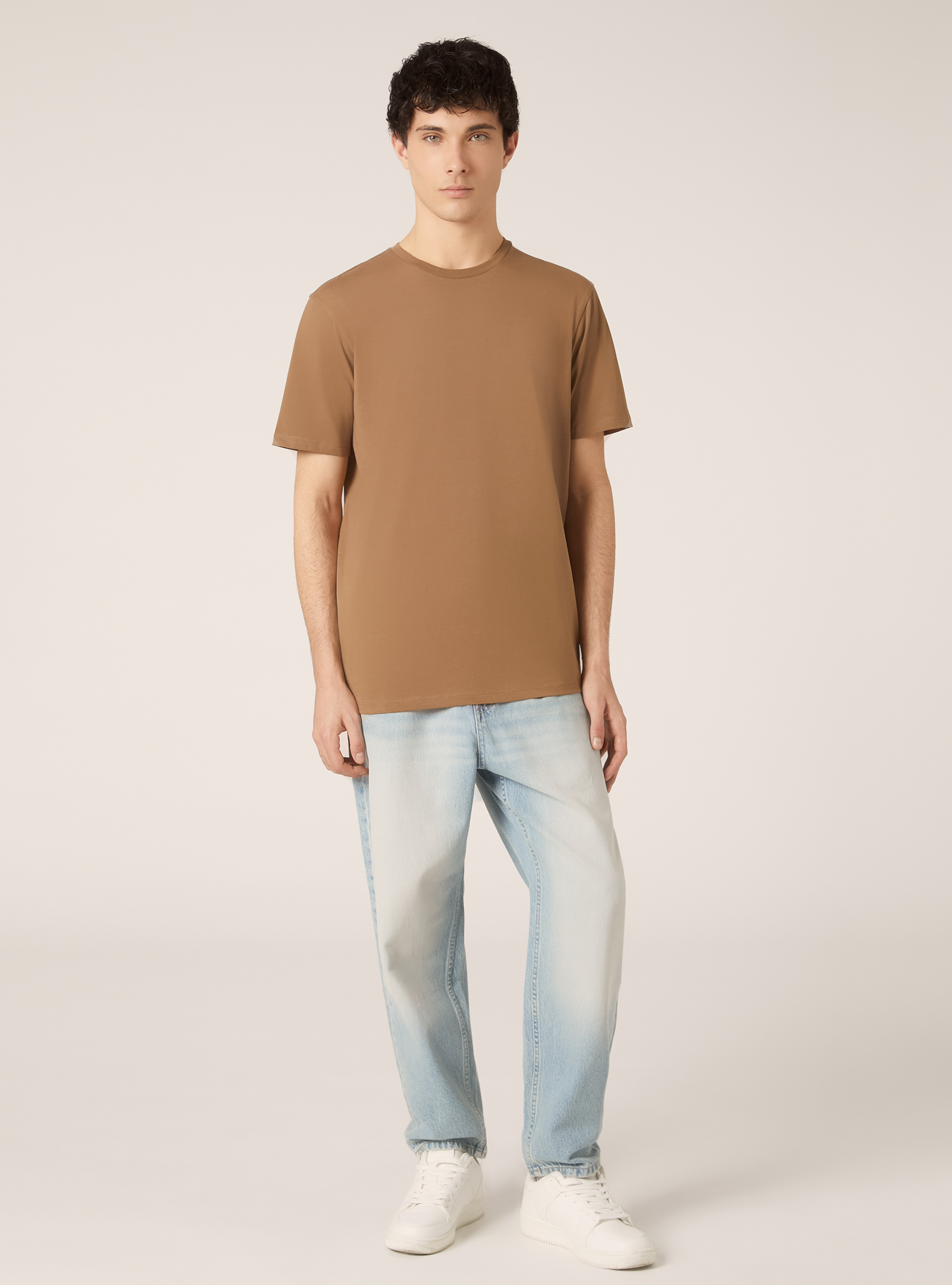 Cotton crew neck t-shirt, BR2 BROWN MEDIUM