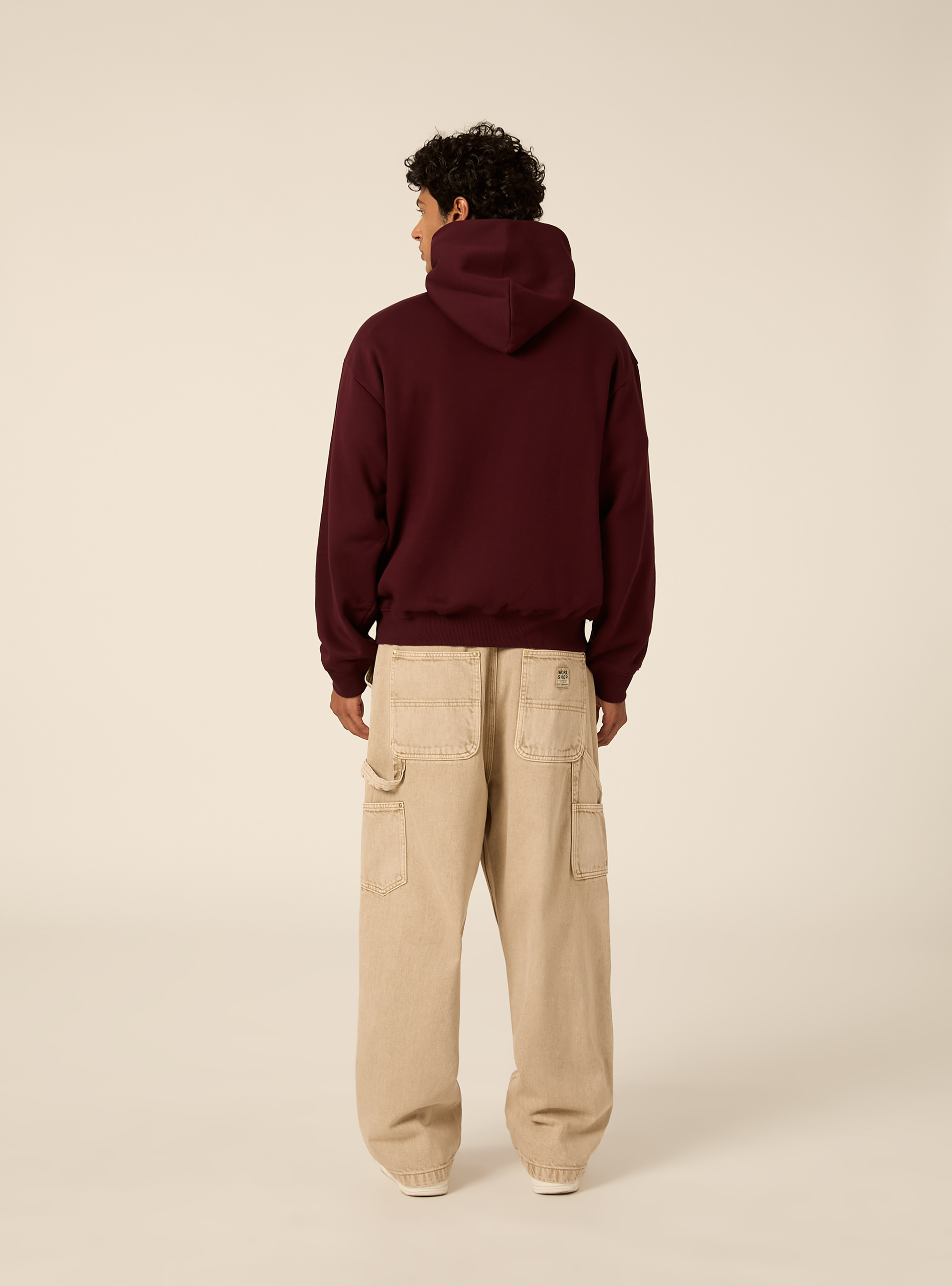 Felpa con cappuccio boxy fit, BO1 BORDEAUX DARK