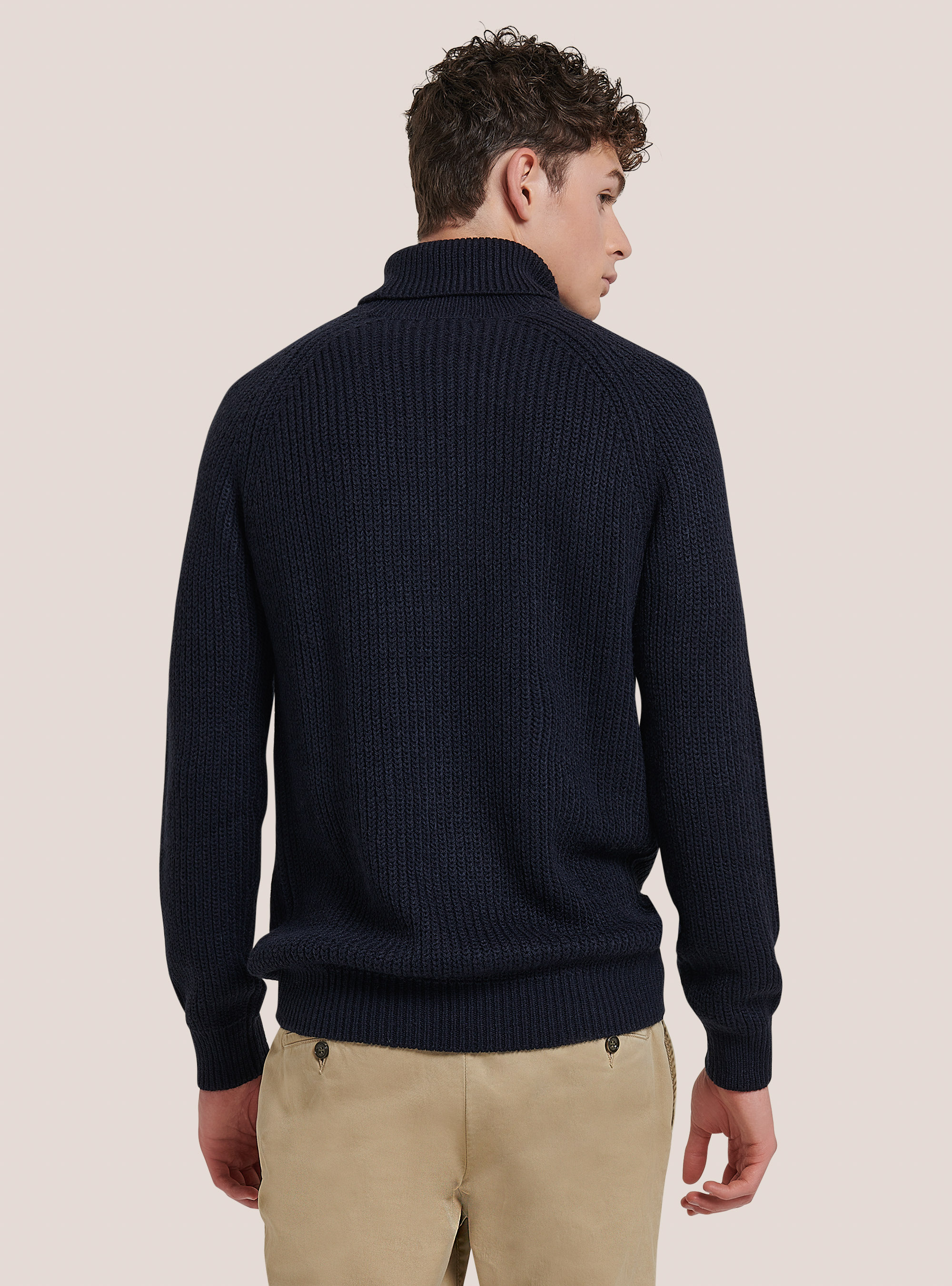 Pullover caldo collo alto a coste inglesi, NA1 NAVY DARK
