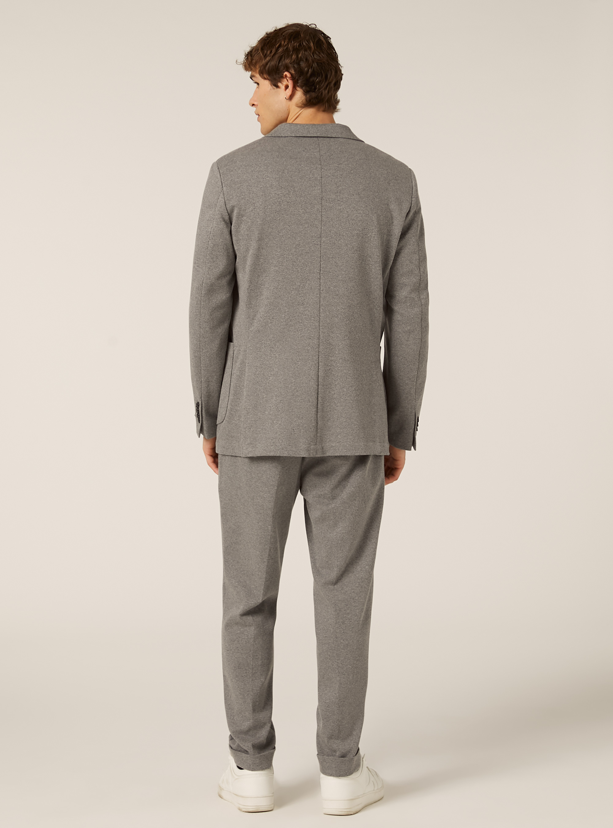 Giacca monopetto con tasca a toppa in jersey, MGY1 GREY MEL DARK