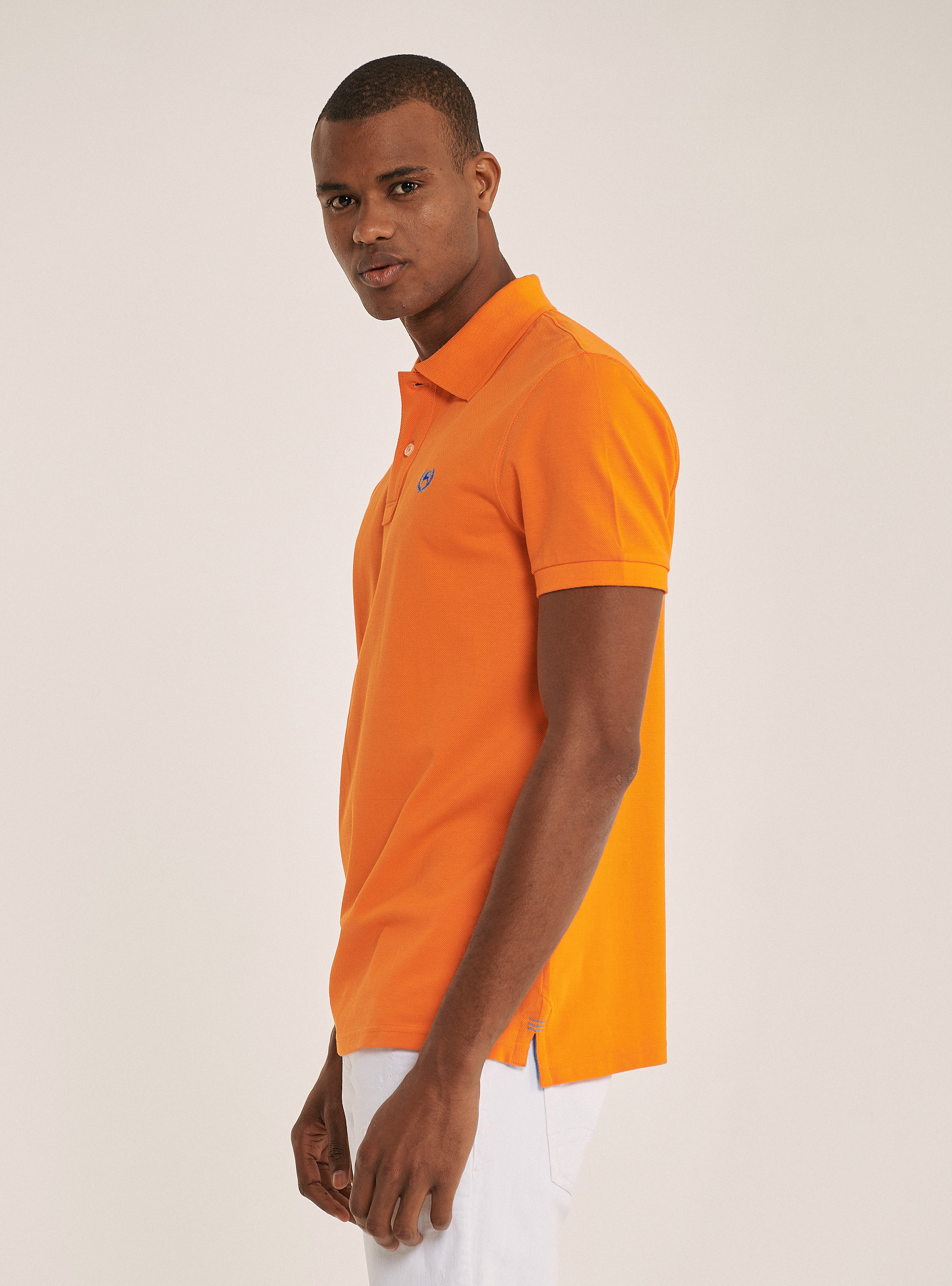 Polo en coton piqué avec logo, C378 ORANGE FLUO