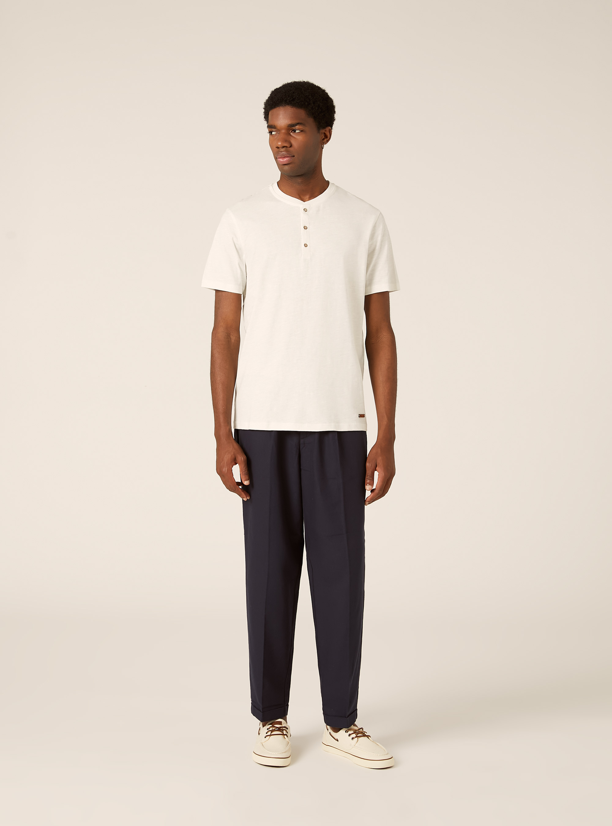 Cotton Henley T-Shirt, WH2 WHITE