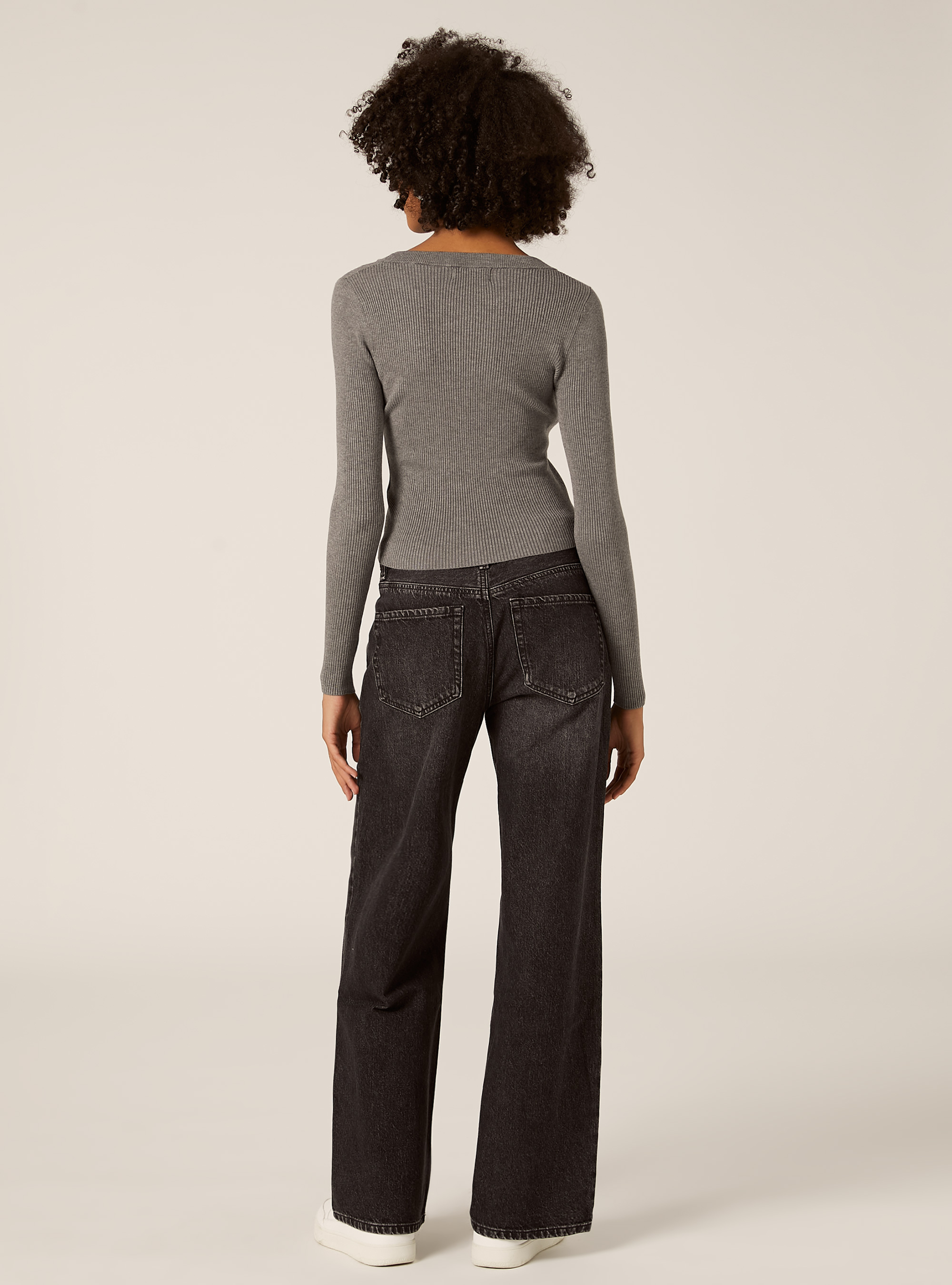 Lightweight ribbed knit, MGY1 GREY MEL DARK