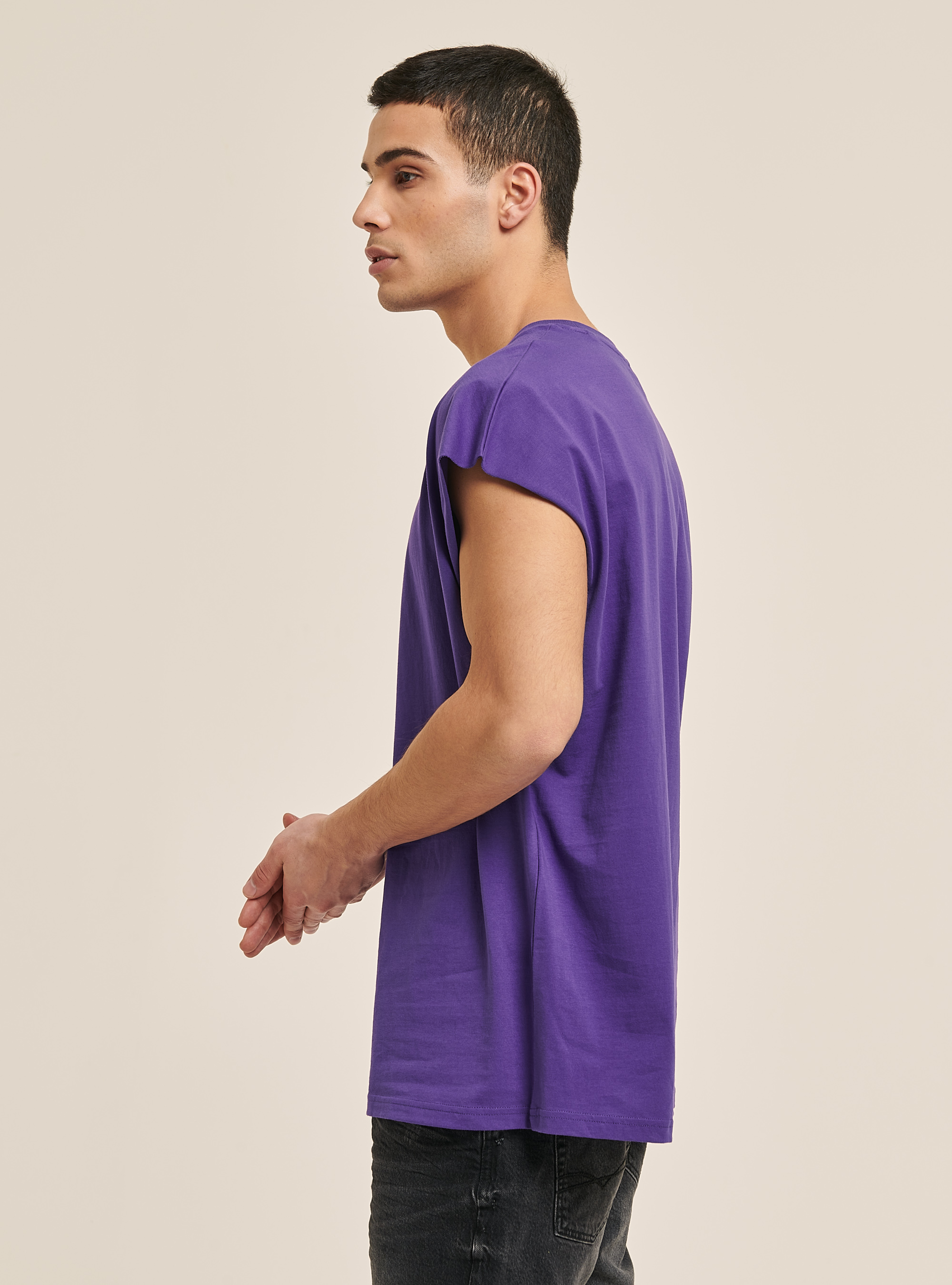 Basic oversize cotton tank top, C4417 PURPLE