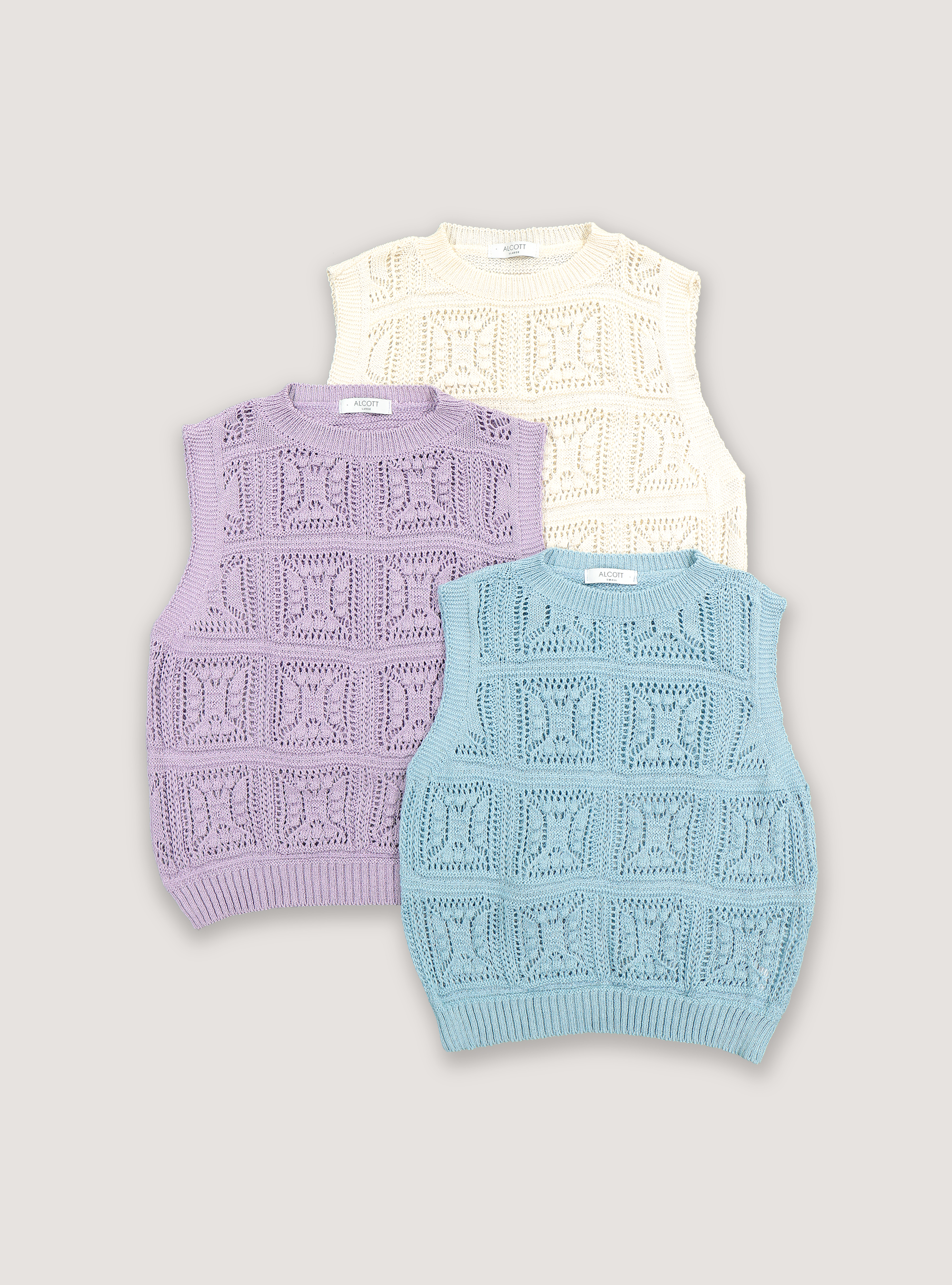 Plain coloured crochet waistcoat, LC1 DARK LILLAC