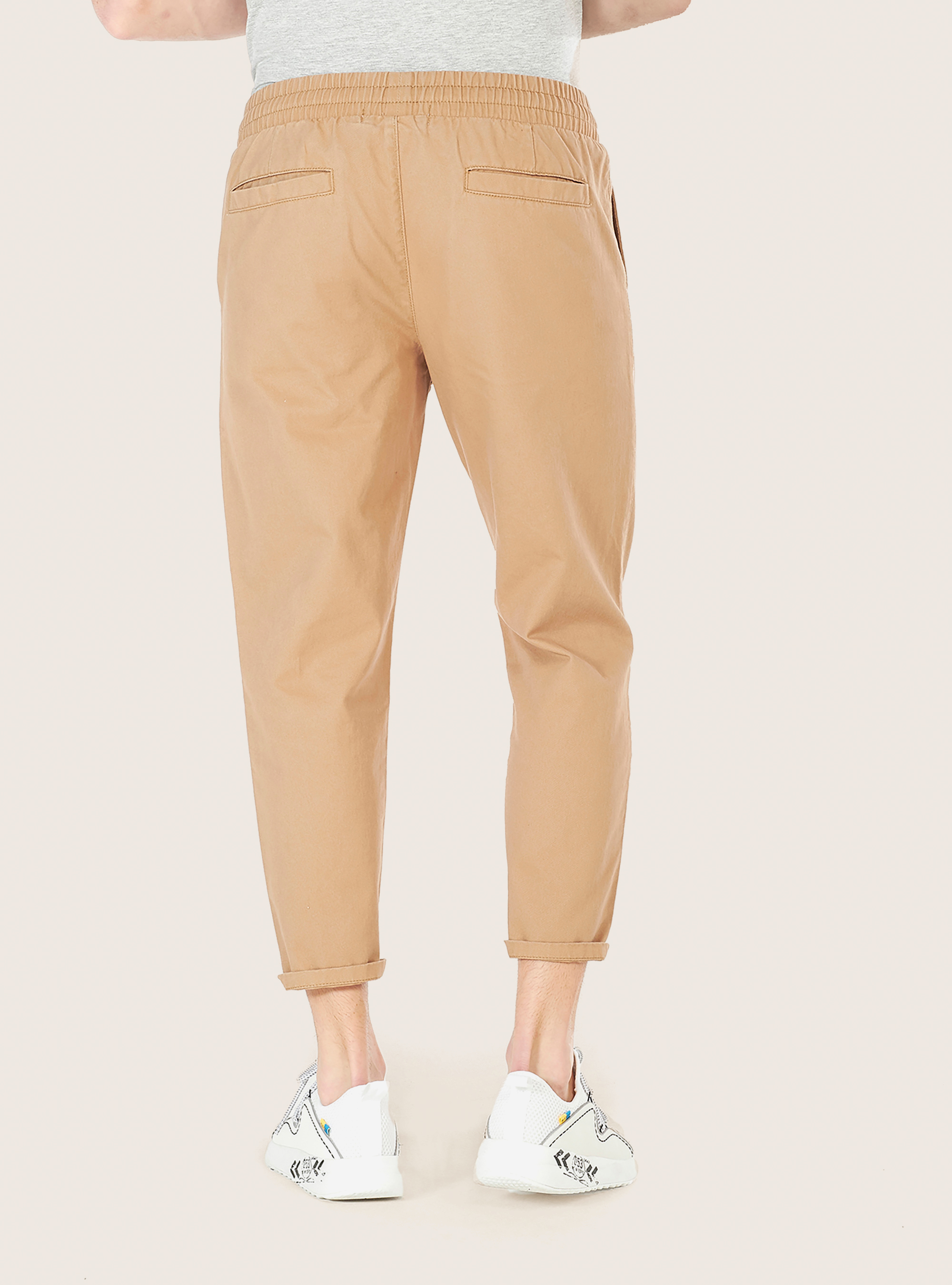 Pantaloni jogger in cotone twill, C536 TOBACCO