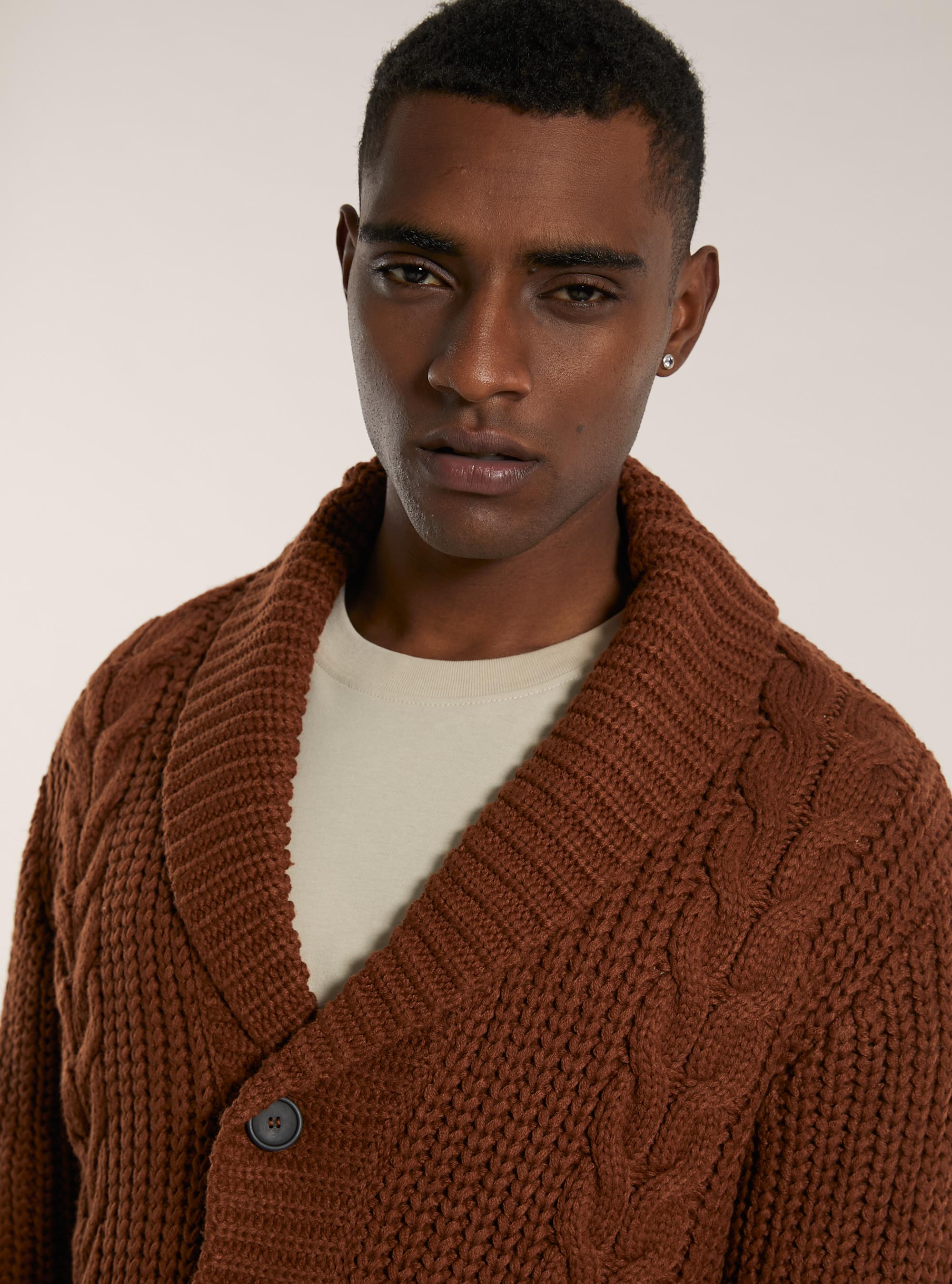 Pullover cardigan a trecce aperto, RT2 RUSTY MEDIUM