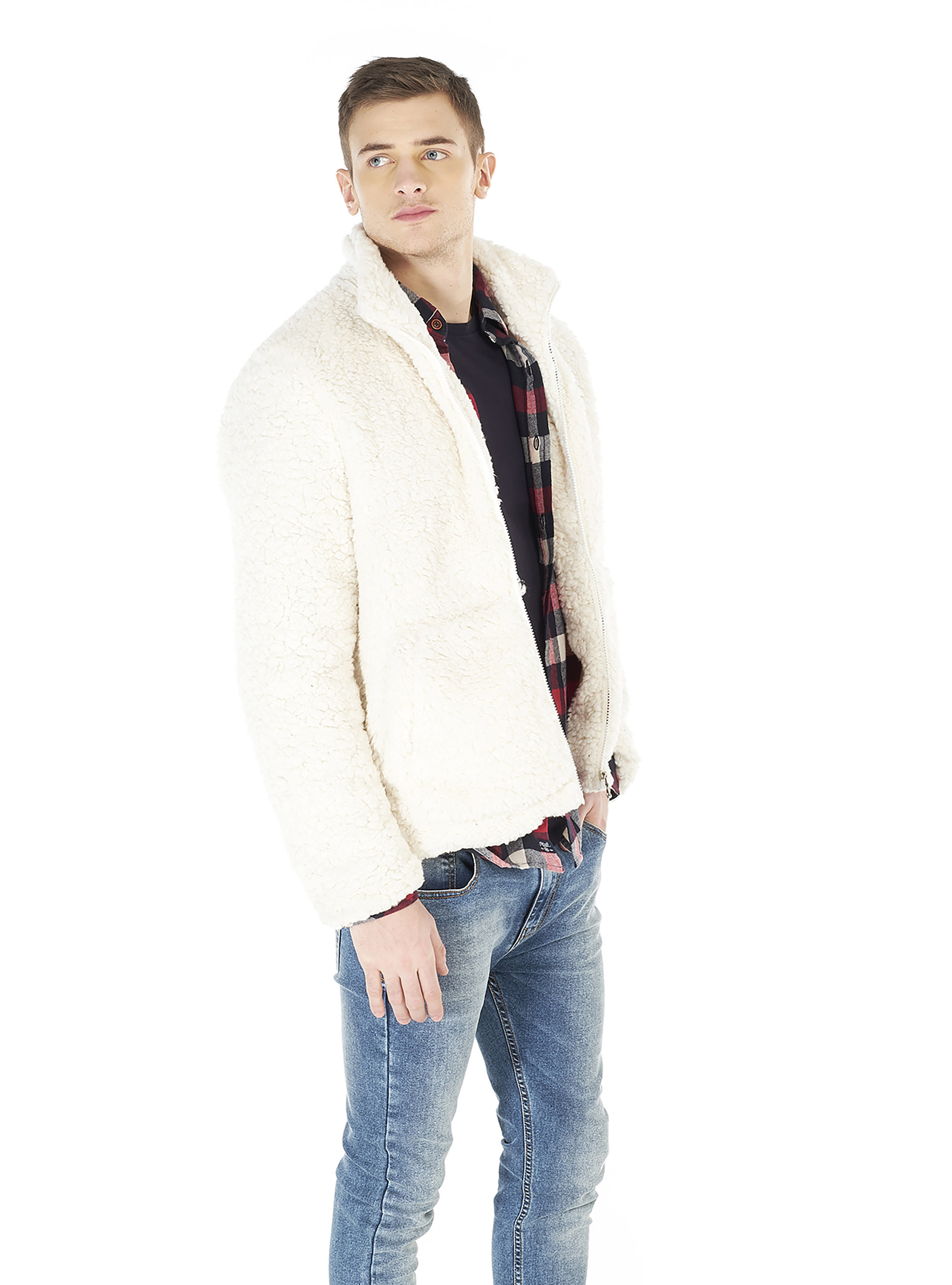 Giubbotto con cerniera e cappuccio, BLANCO