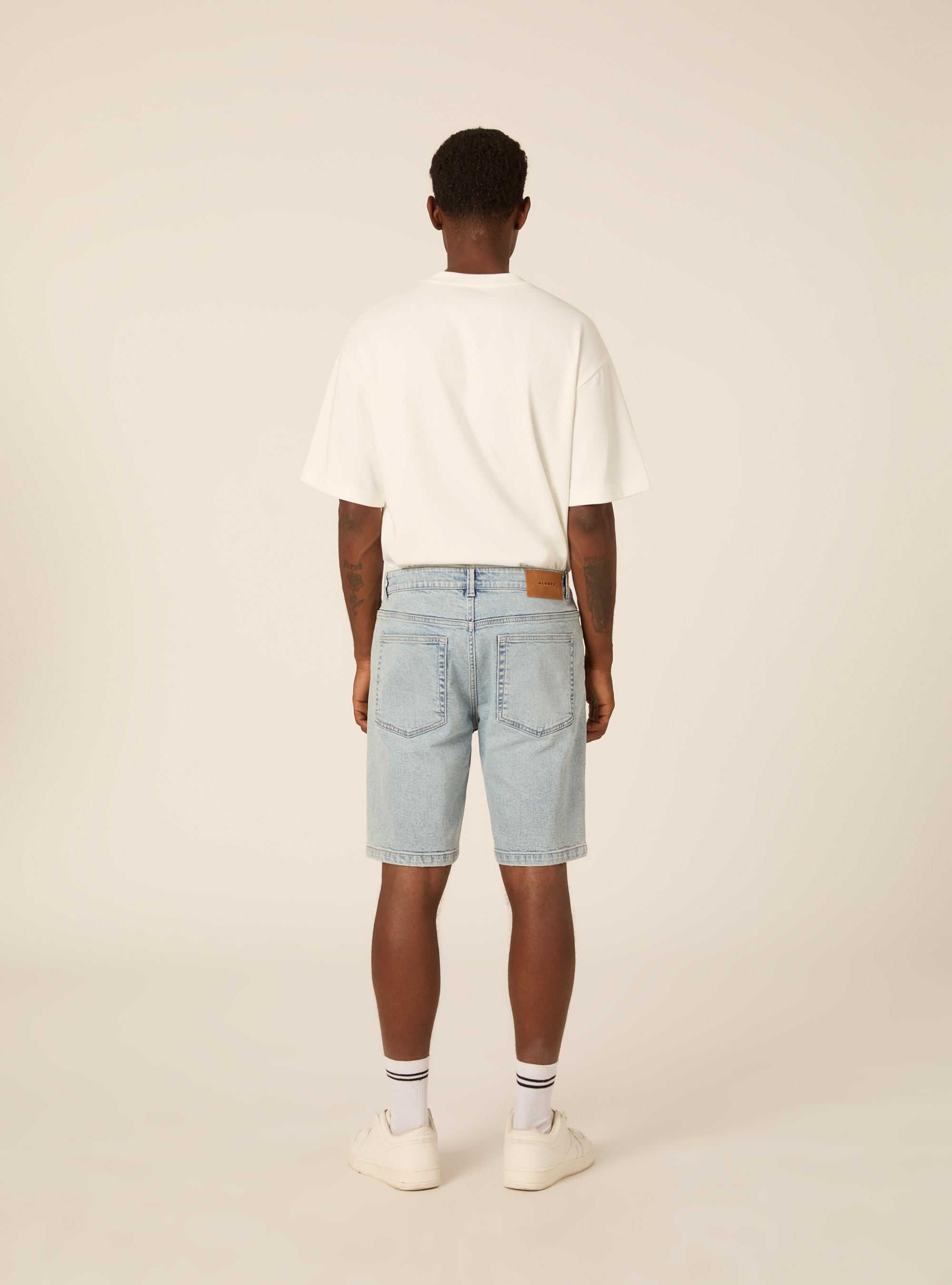 Jeans bermuda slim, D004 MEDIUM LIGHT BLUE