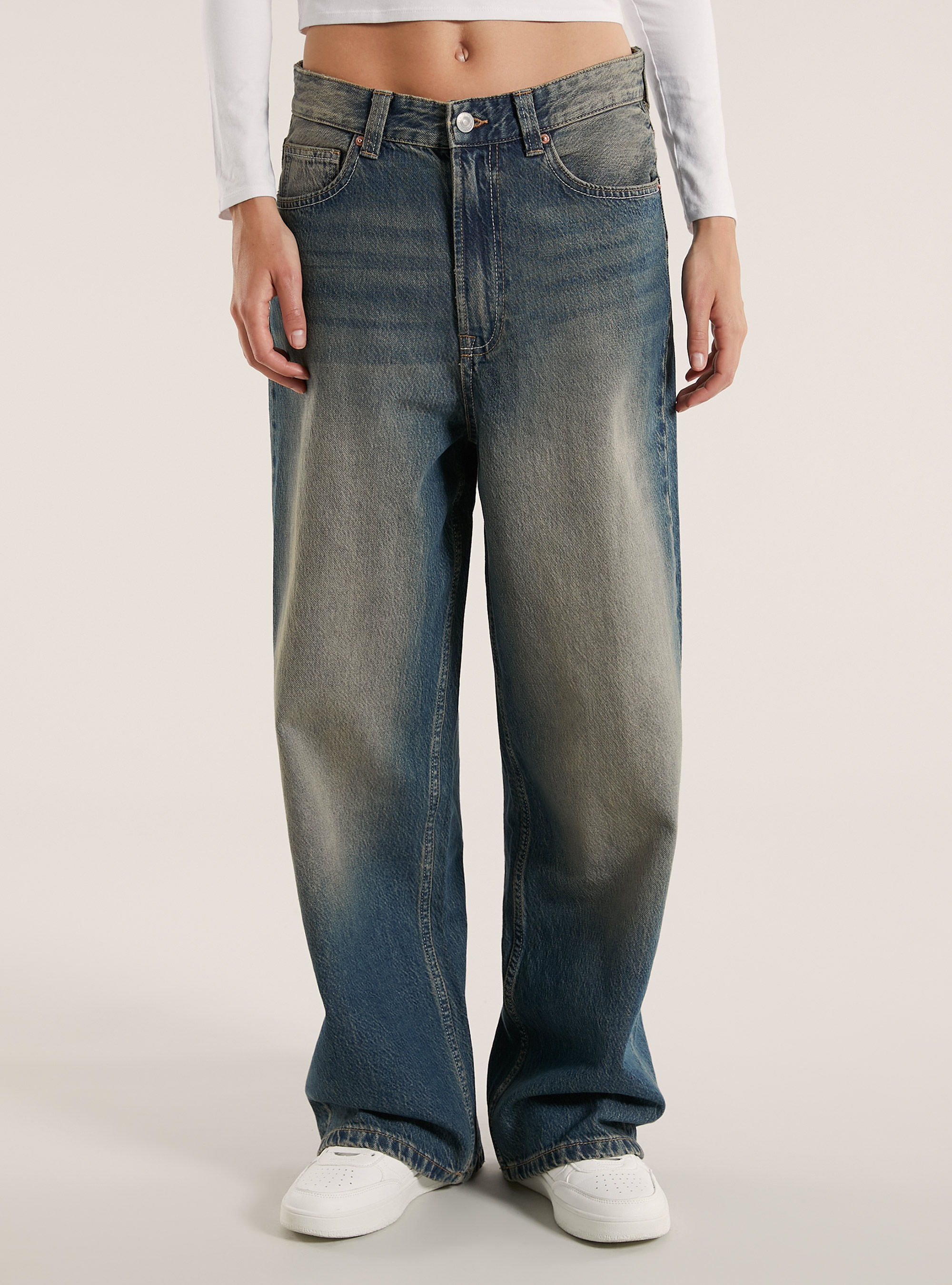 Jeans super baggy fit, D003 MEDIUM BLUE