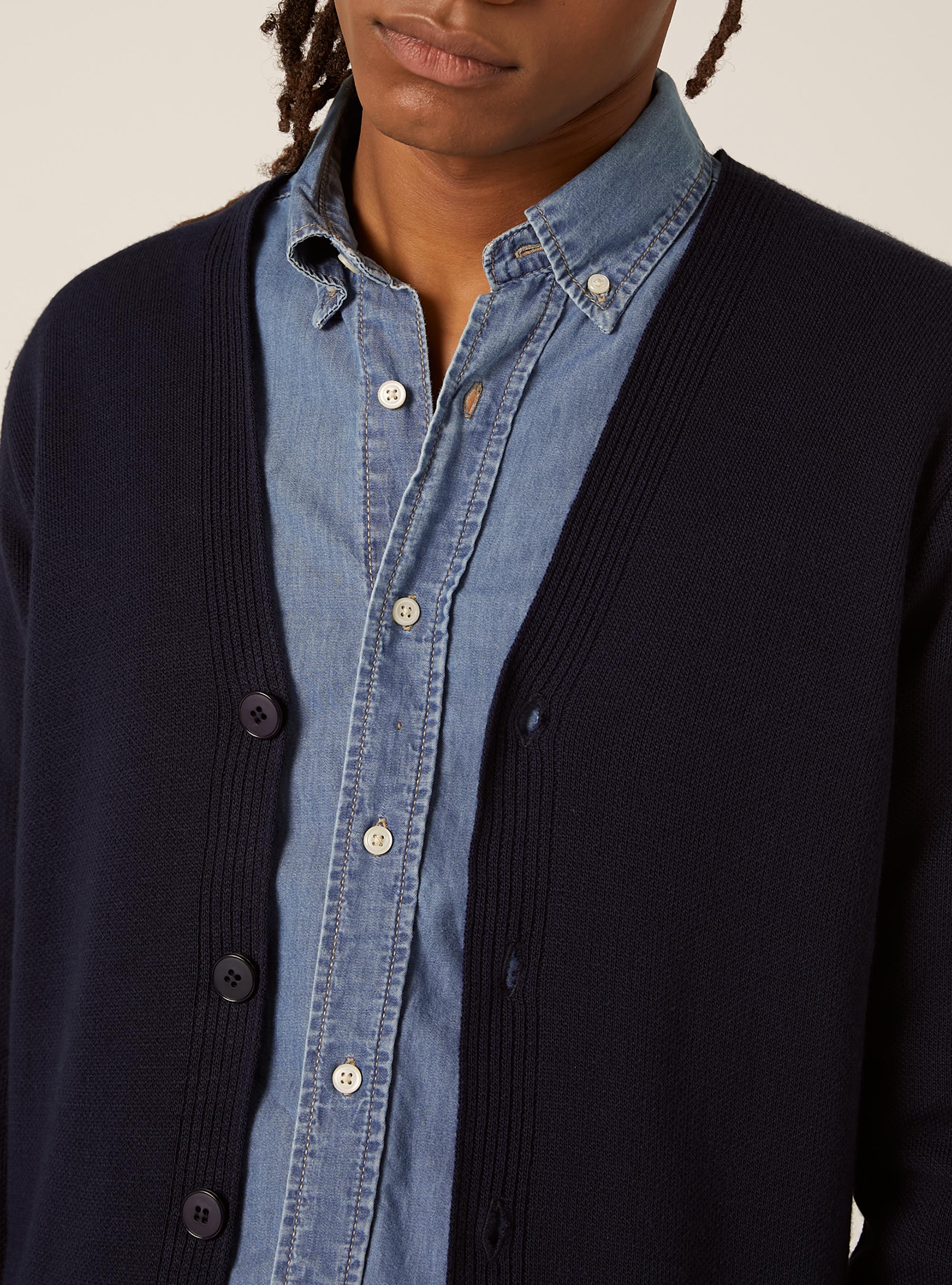 Knitted cardigan with V-neck, NA1 NAVY DARK