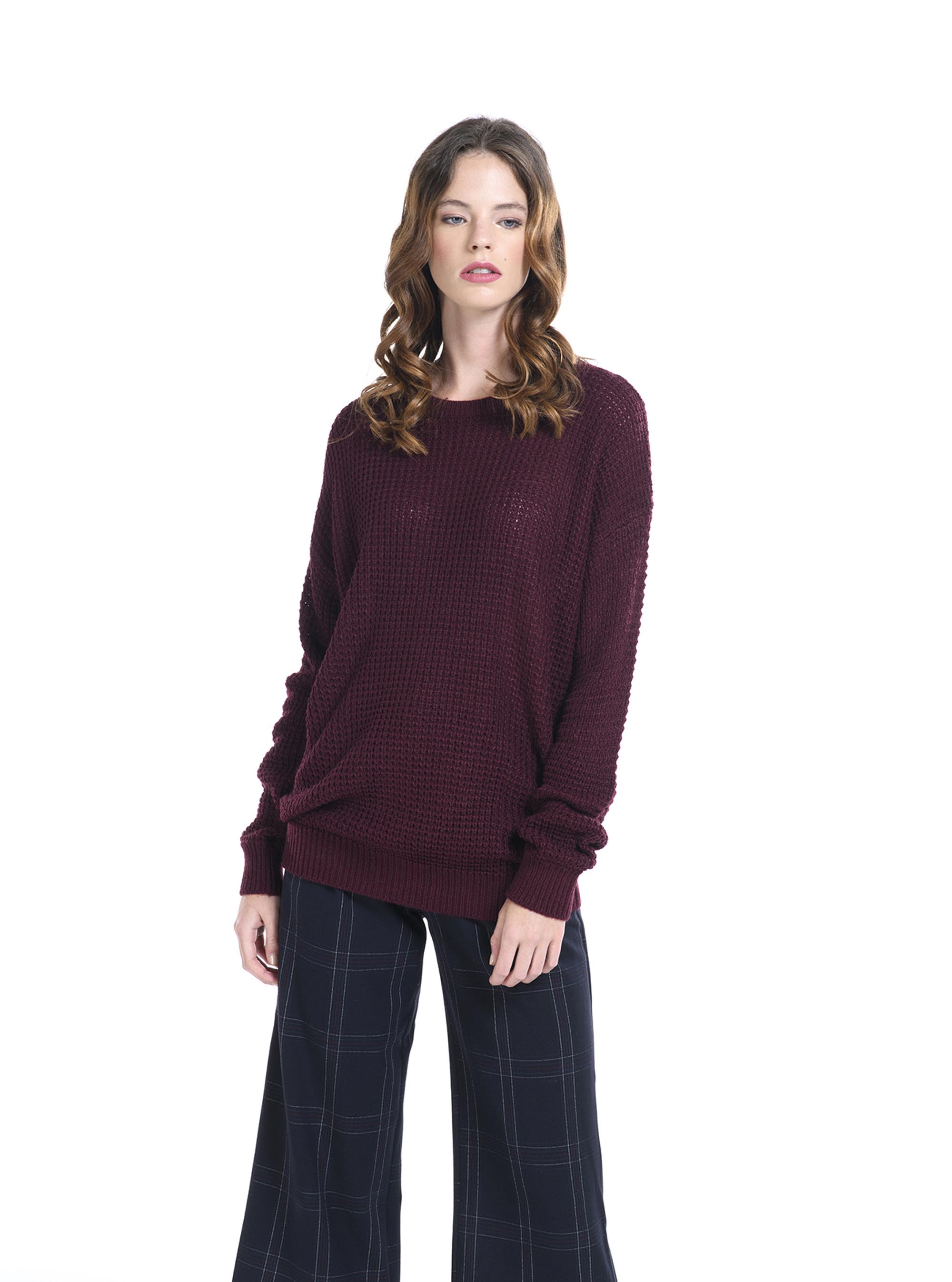 Pullover in maglia, BORDEAUX