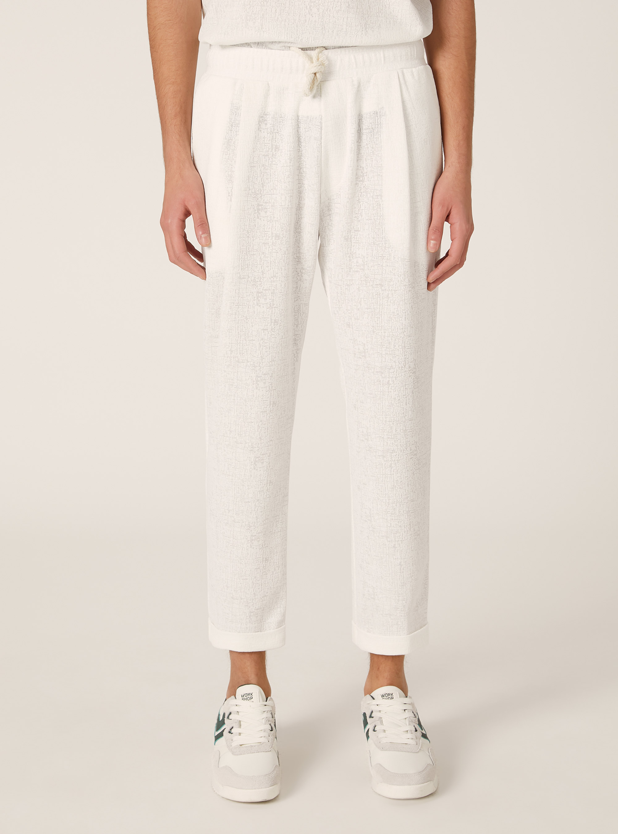 Textured and drawstring pants, WH1 OFF WHITE