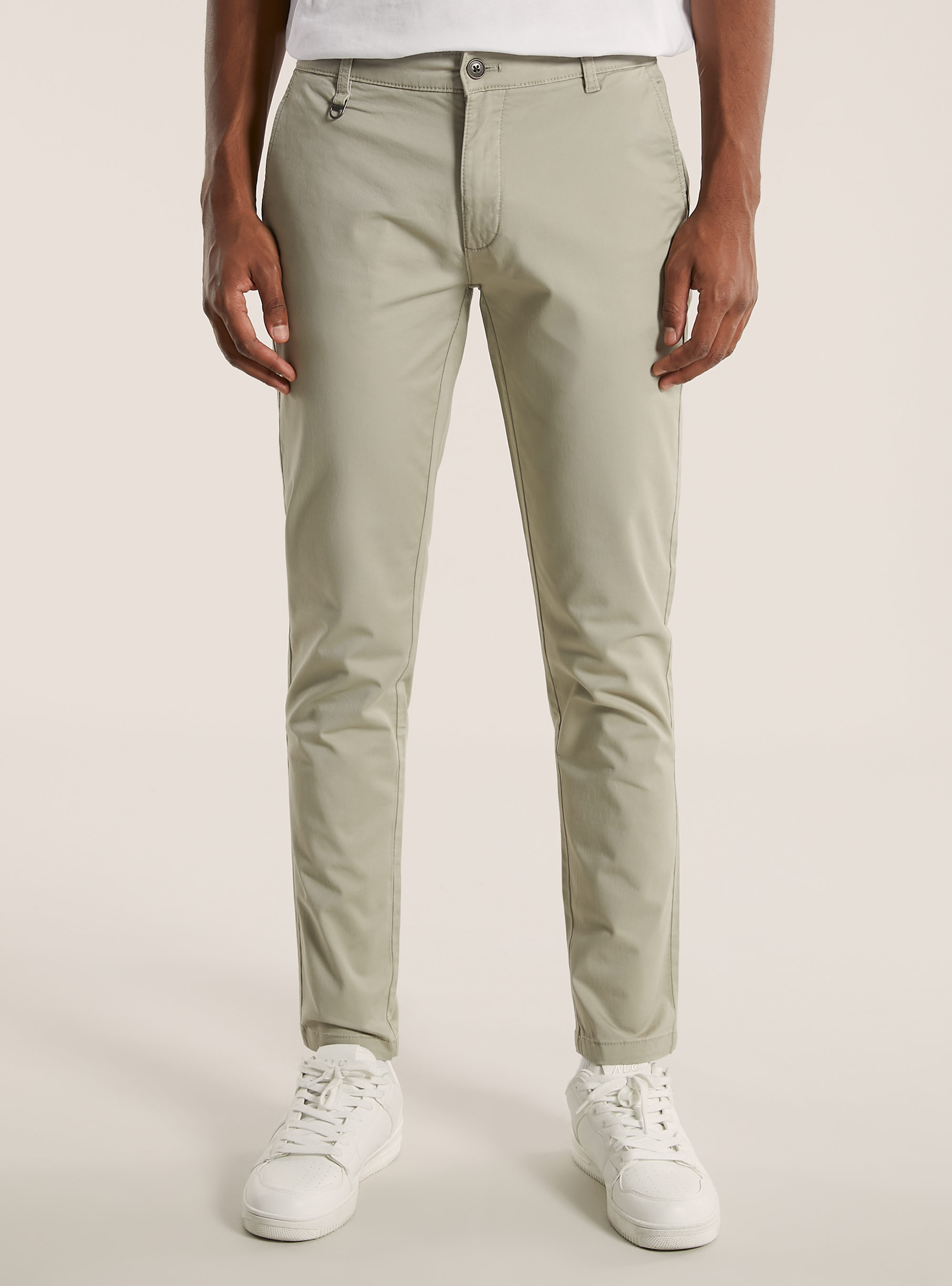 Pantal&oacute;n chino ajustado de sarga el&aacute;stica, BG2 BEIGE MEDIUM