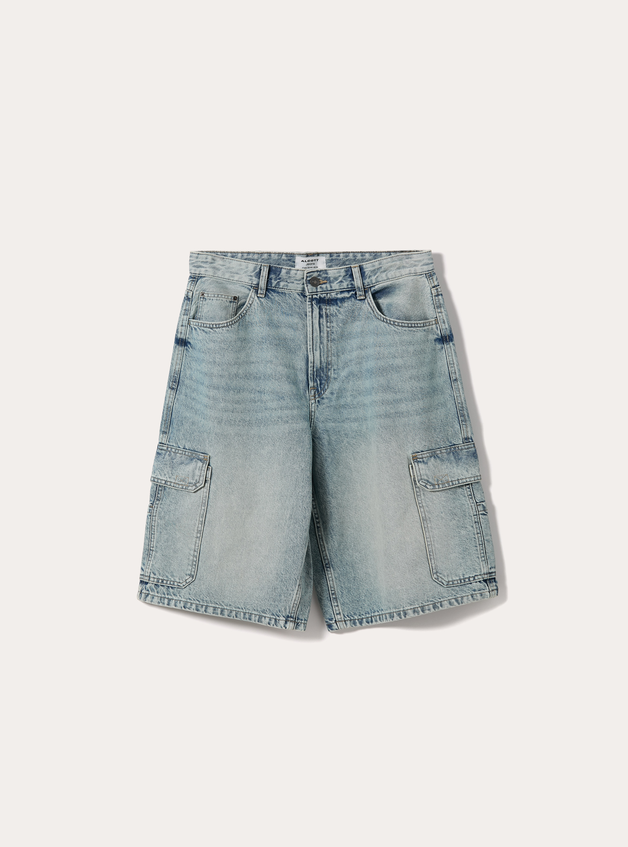 Bermuda baggy cargo indenim, D007 LIGHT AZURE