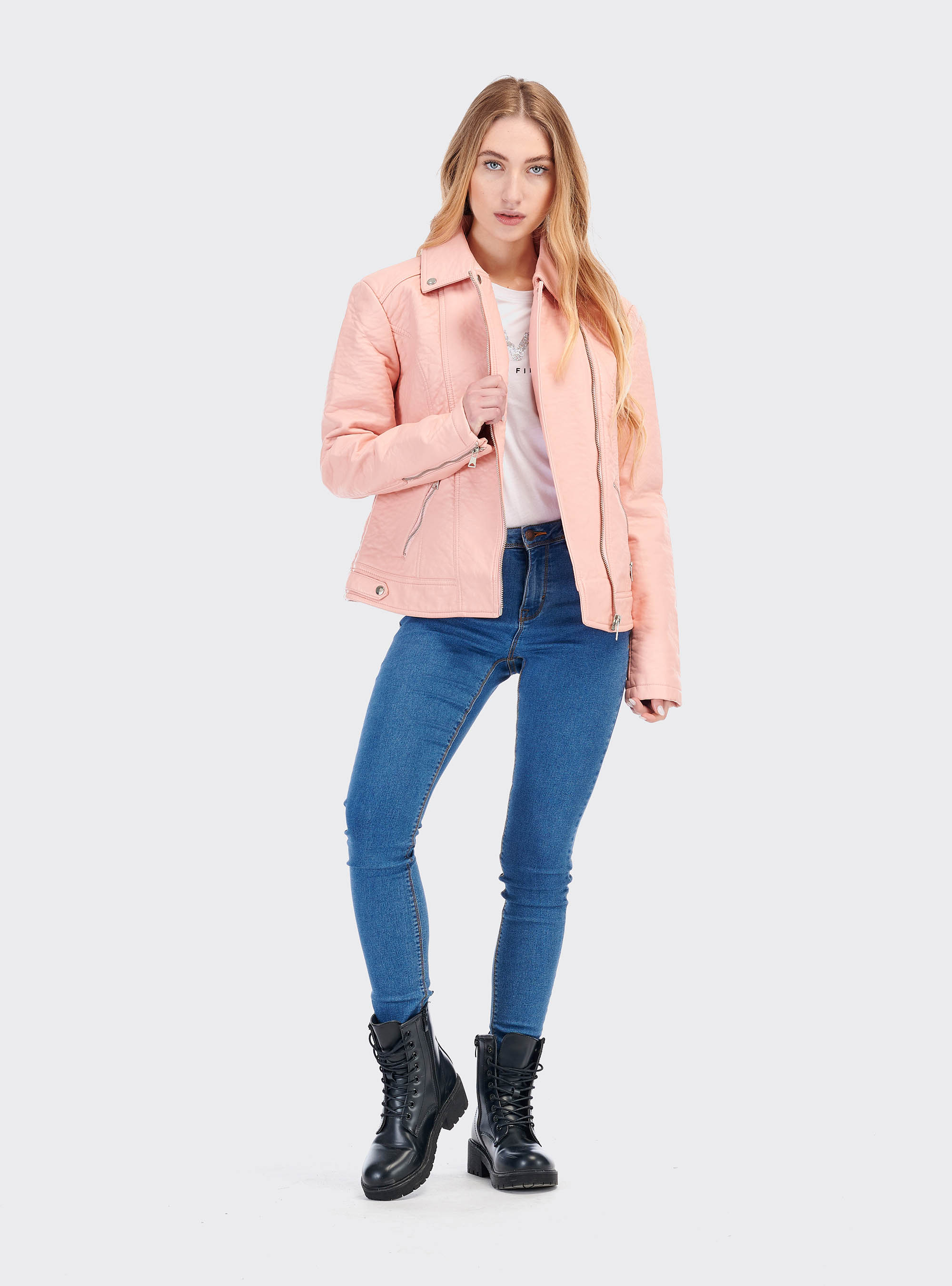 Giubbotti donna similpelle effetto bubble, C046 PINK