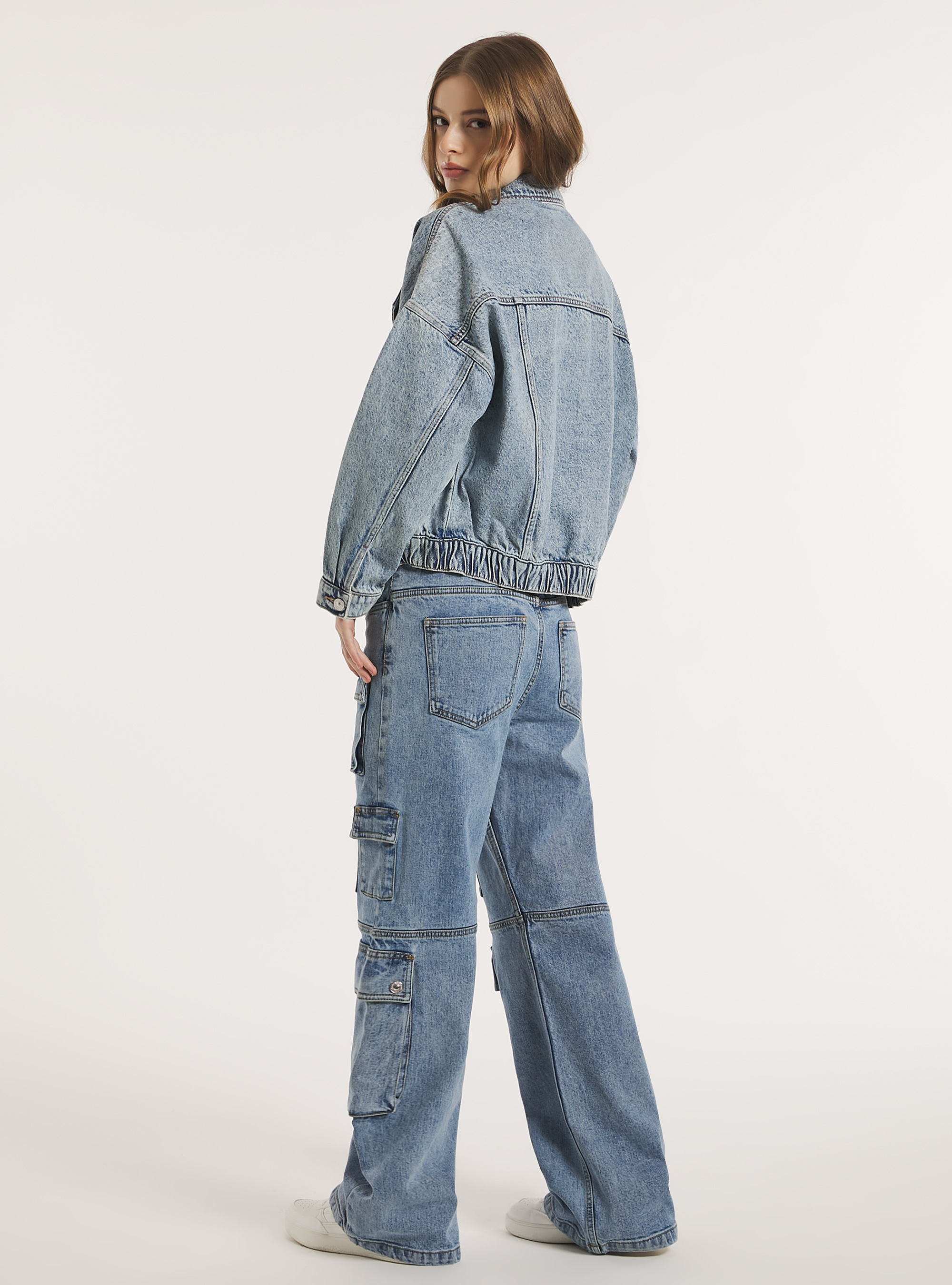 Denim jacket with elasticated waist, D006 AZURE