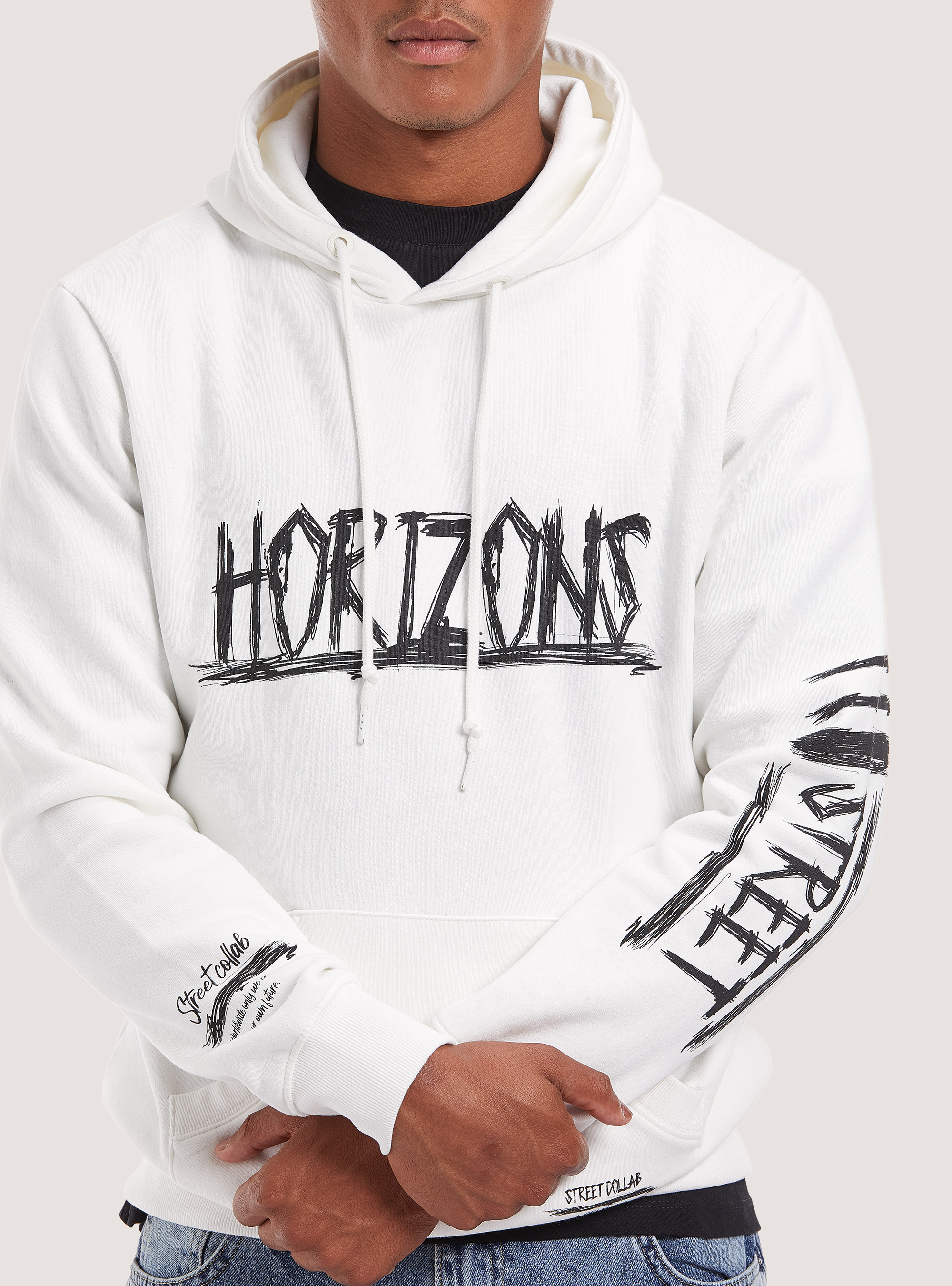 Sweatshirt with print and hood, WH2 WHITE
