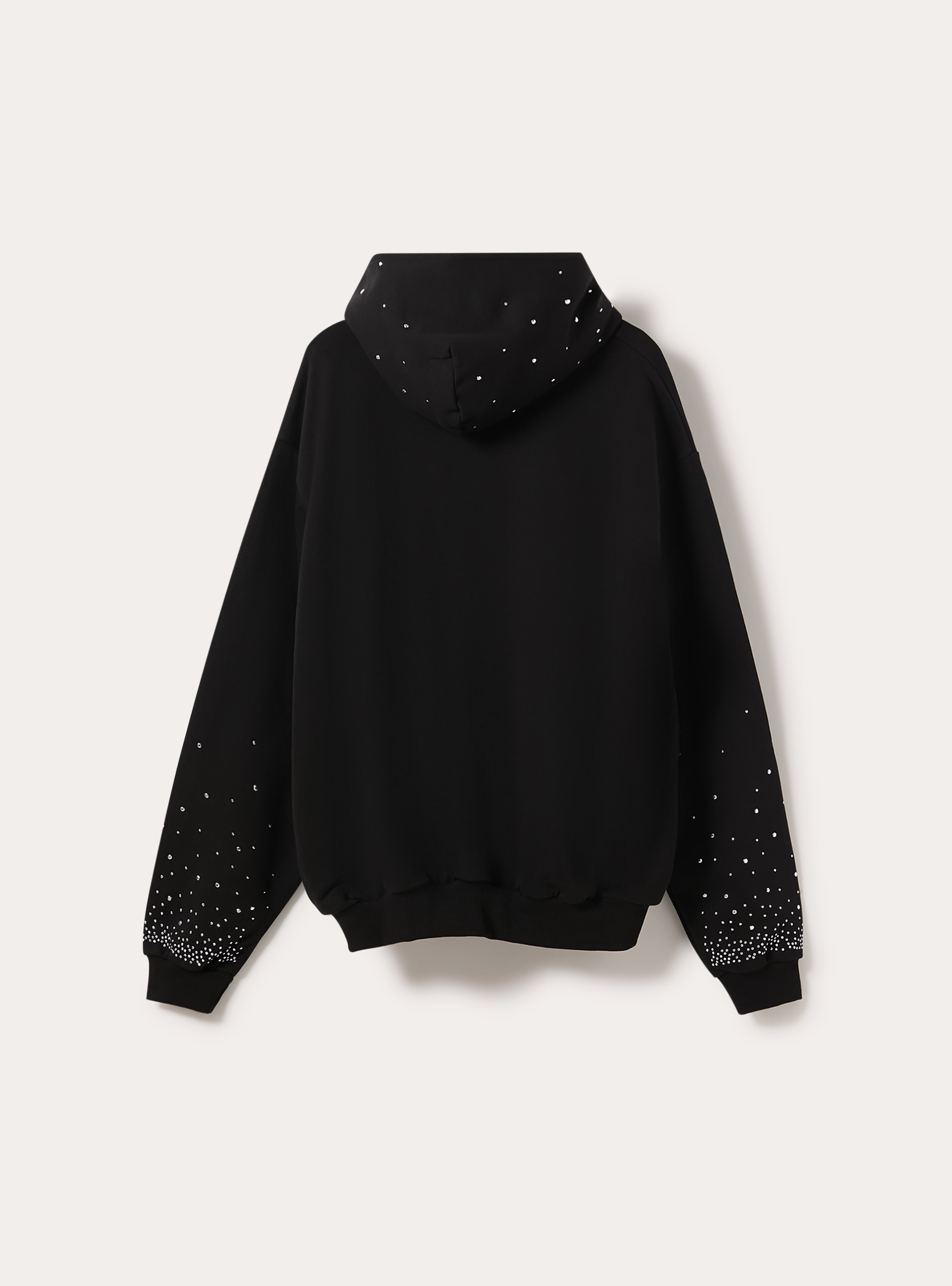 Boxy fit sweatshirt with rhinestones, BK1 BLACK