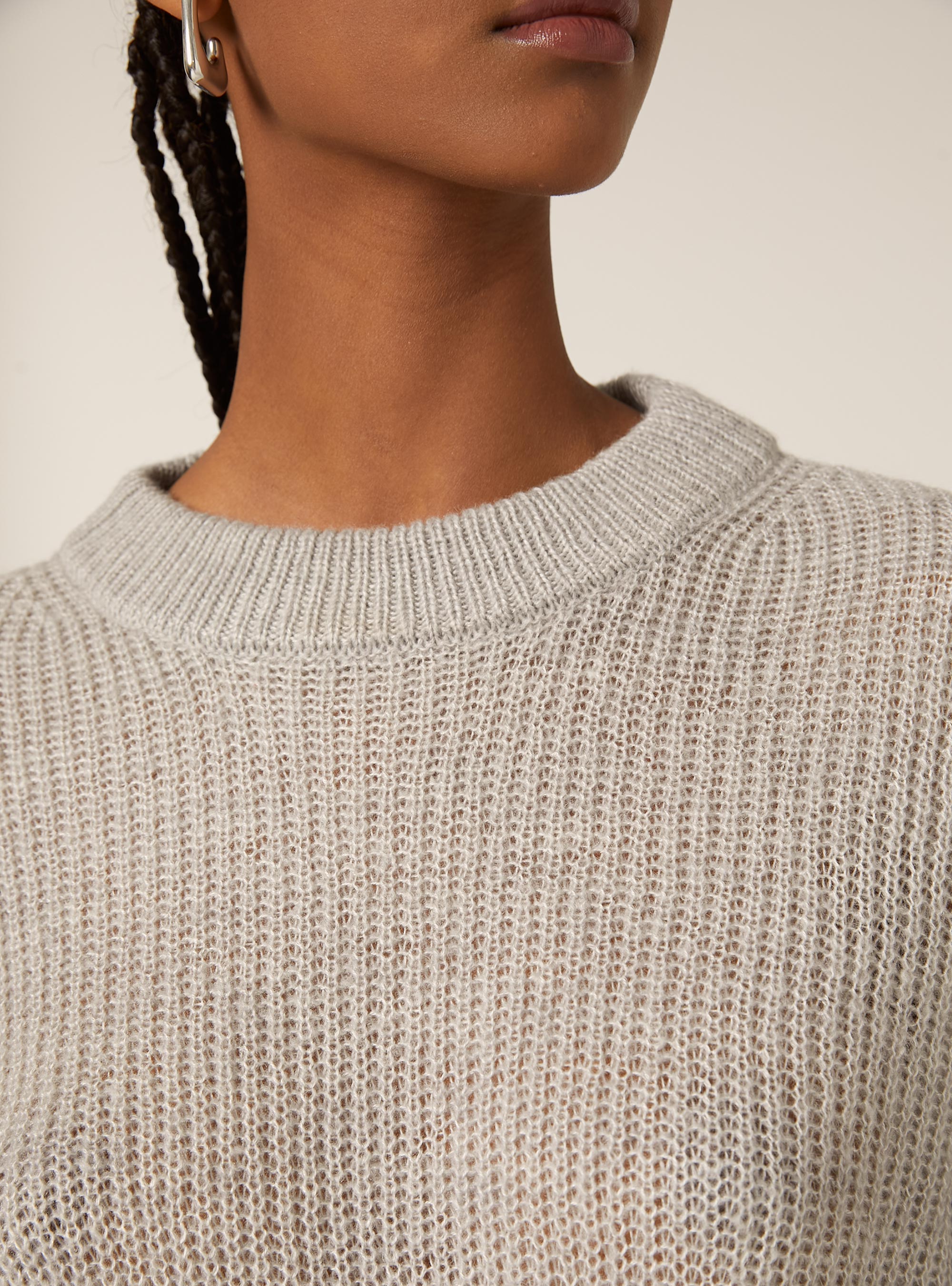 Pullover girocollo tinta unita, MGY2 GREY MEL MEDIUM