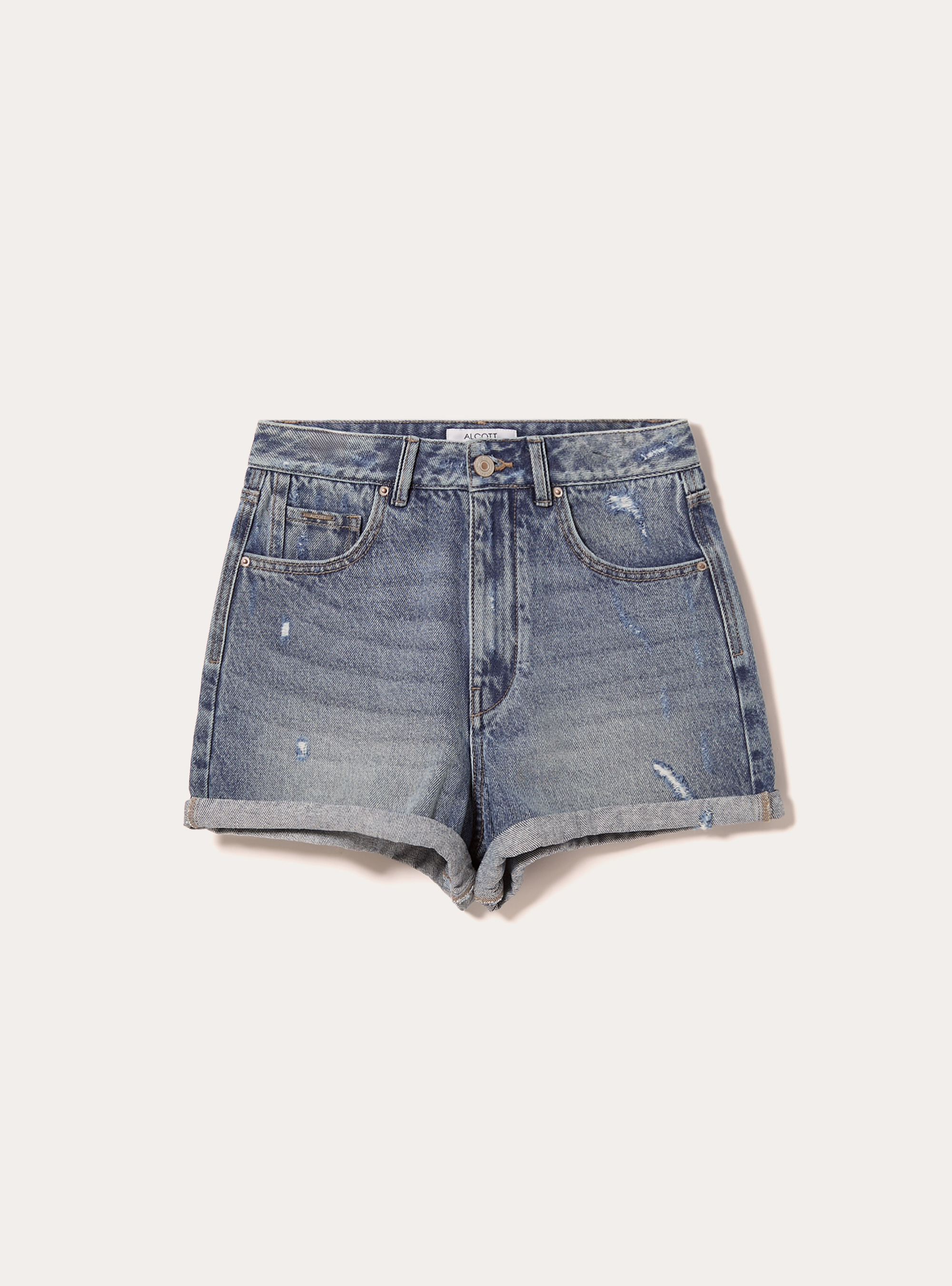 Denim mom fit shorts, D003 MEDIUM BLUE