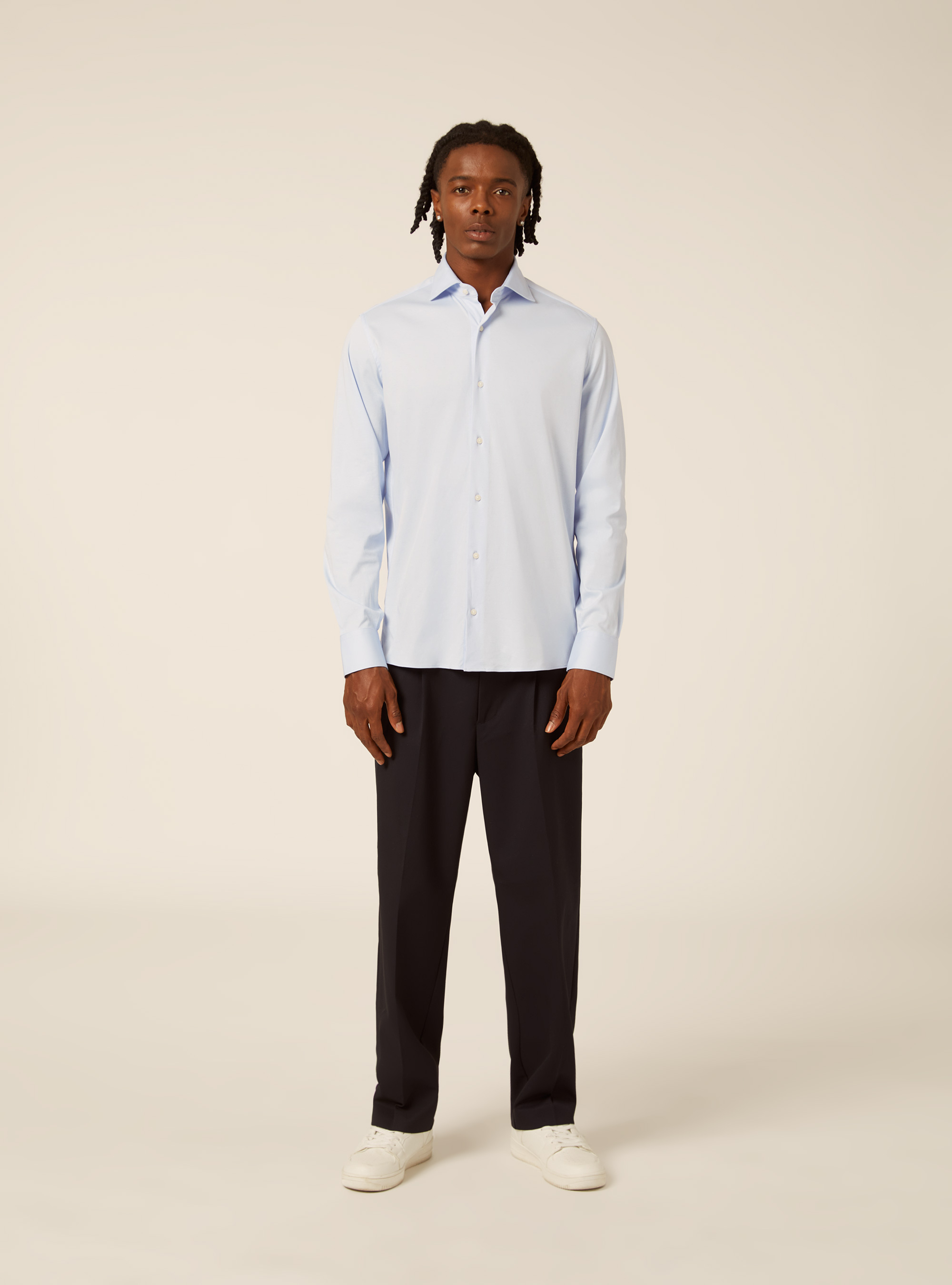 Camicia in jersey elasticizzato, AZ1 AZURE DARK