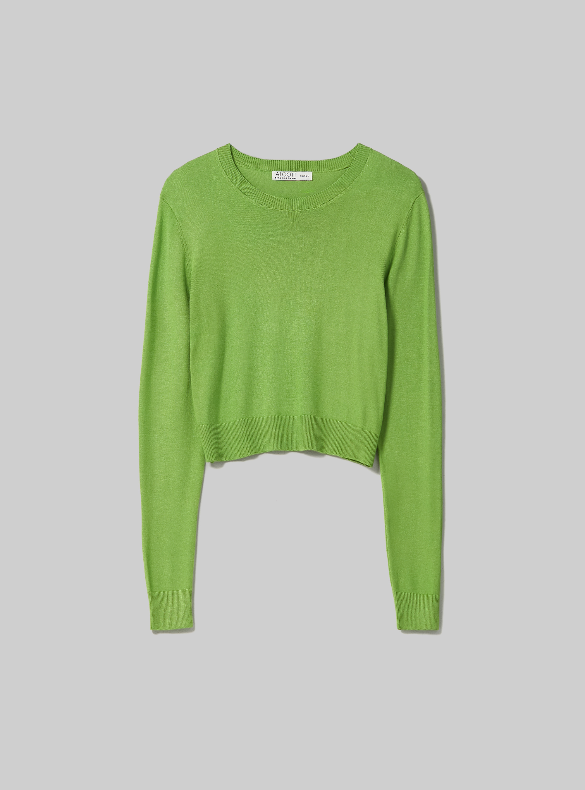 Pullover cropped girocollo, GN3 GREEN LIGHT