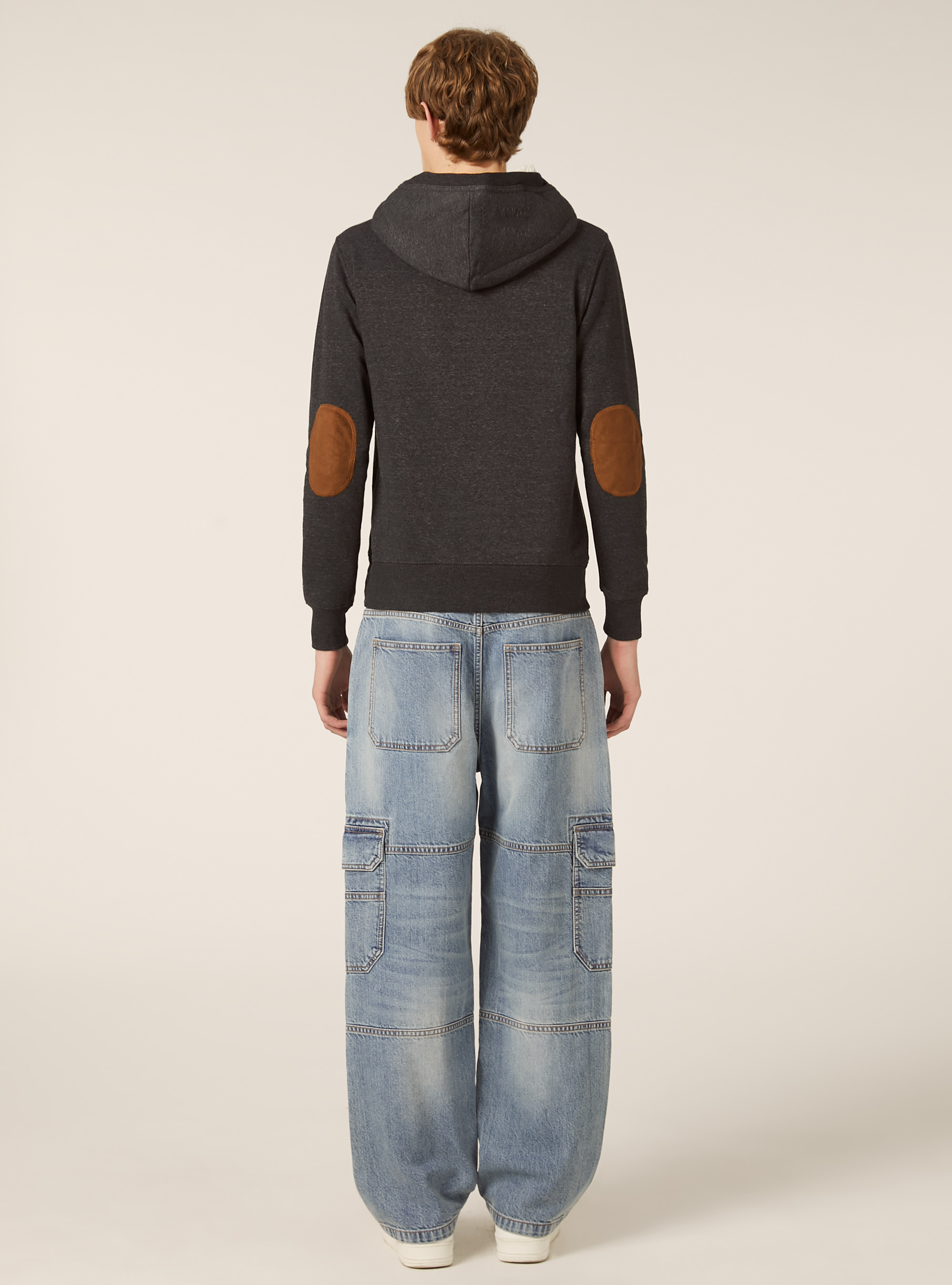 Faux fur hoodie, GY1 GREY DARK