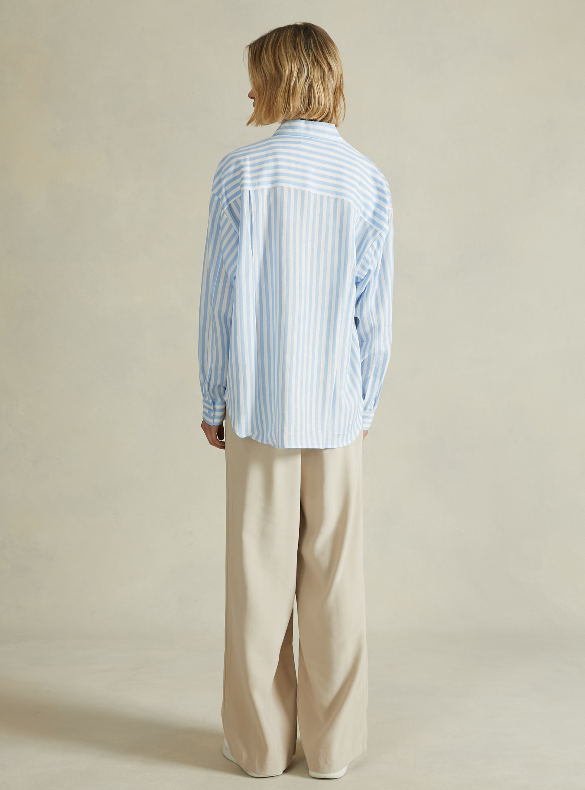 Striped linen-blend shirt, AZ3 AZURE LIGHT