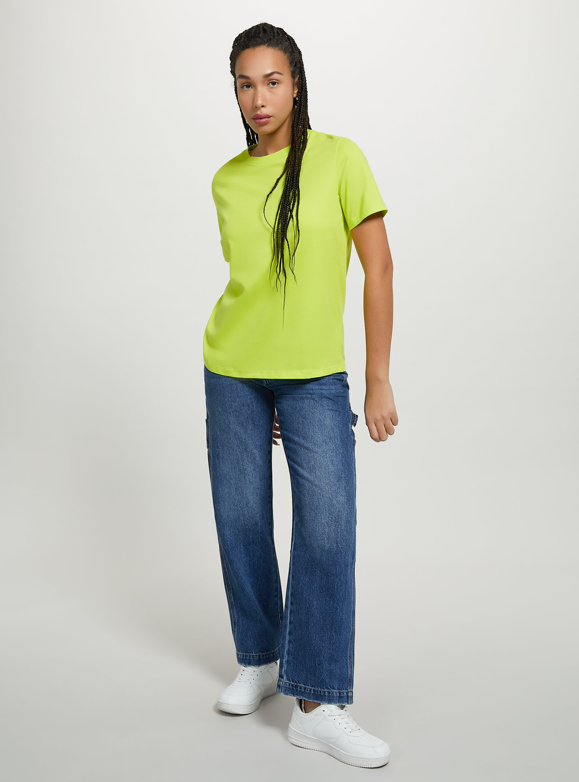Cotton crew-neck T-shirt, GC3 ACID GREEN LIGHT