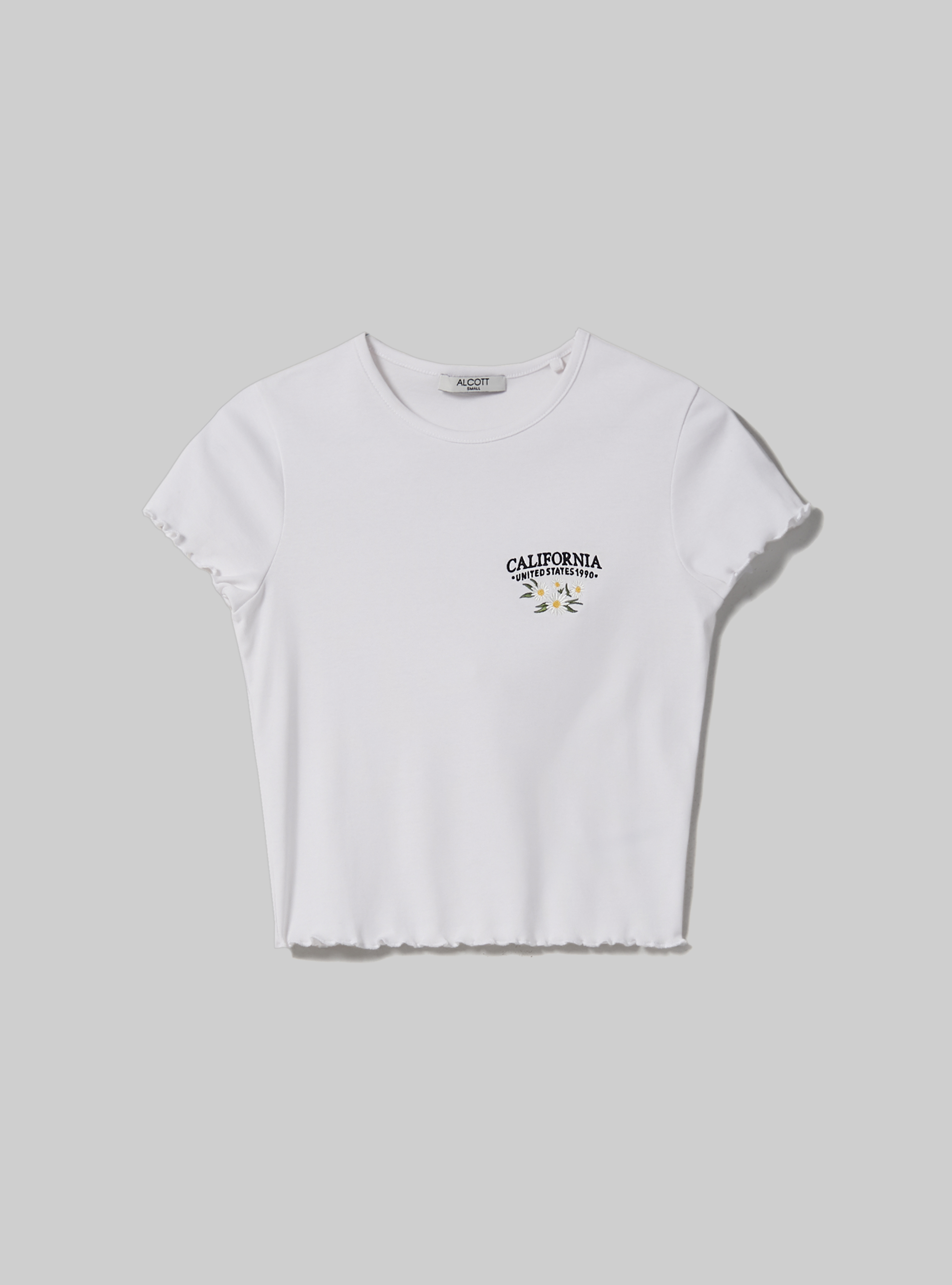 Cotton T-shirt with embroidery, WHITE