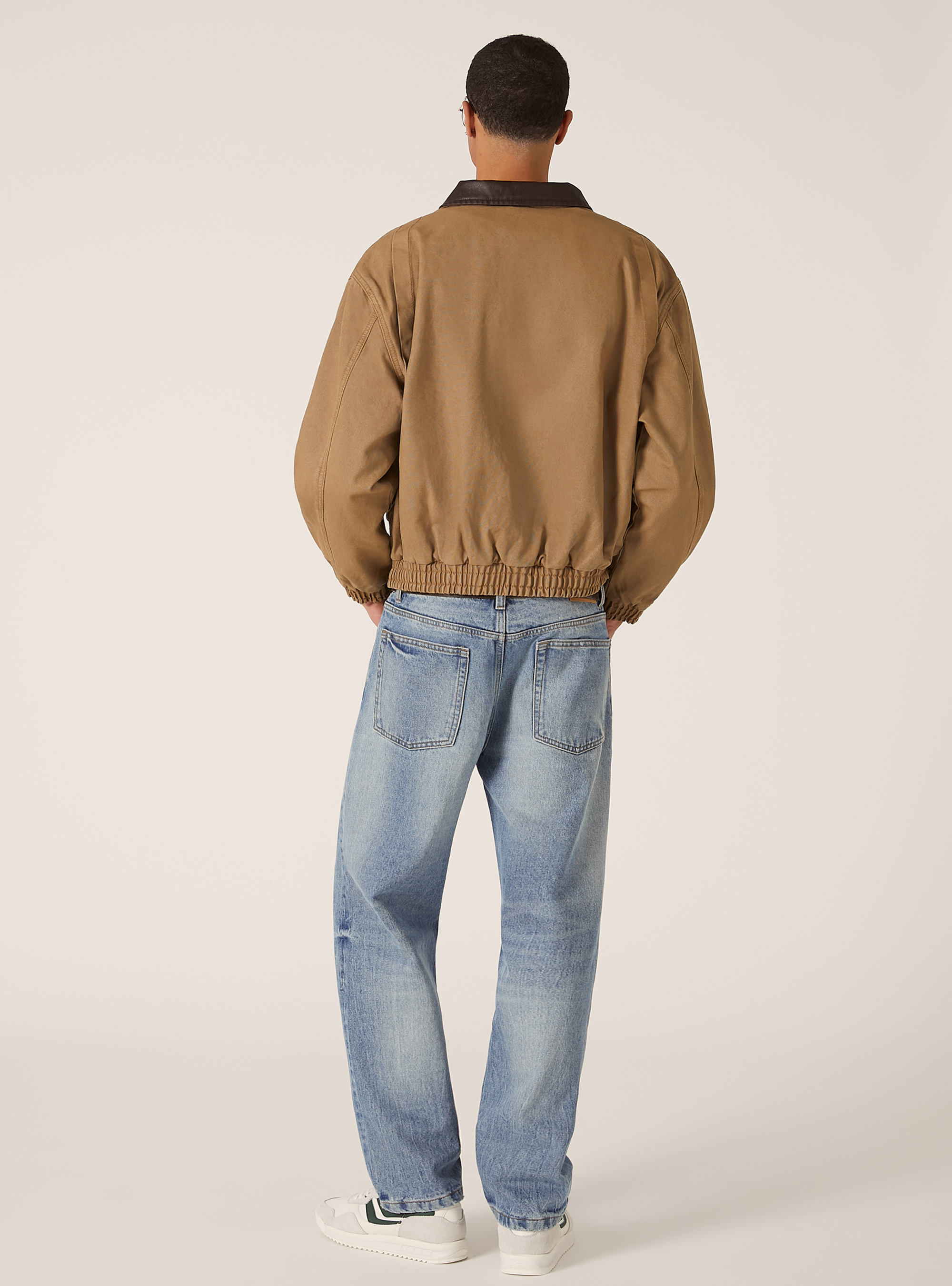 Blouson bombardier à coupe souple et col polo, BG2 BEIGE MEDIUM