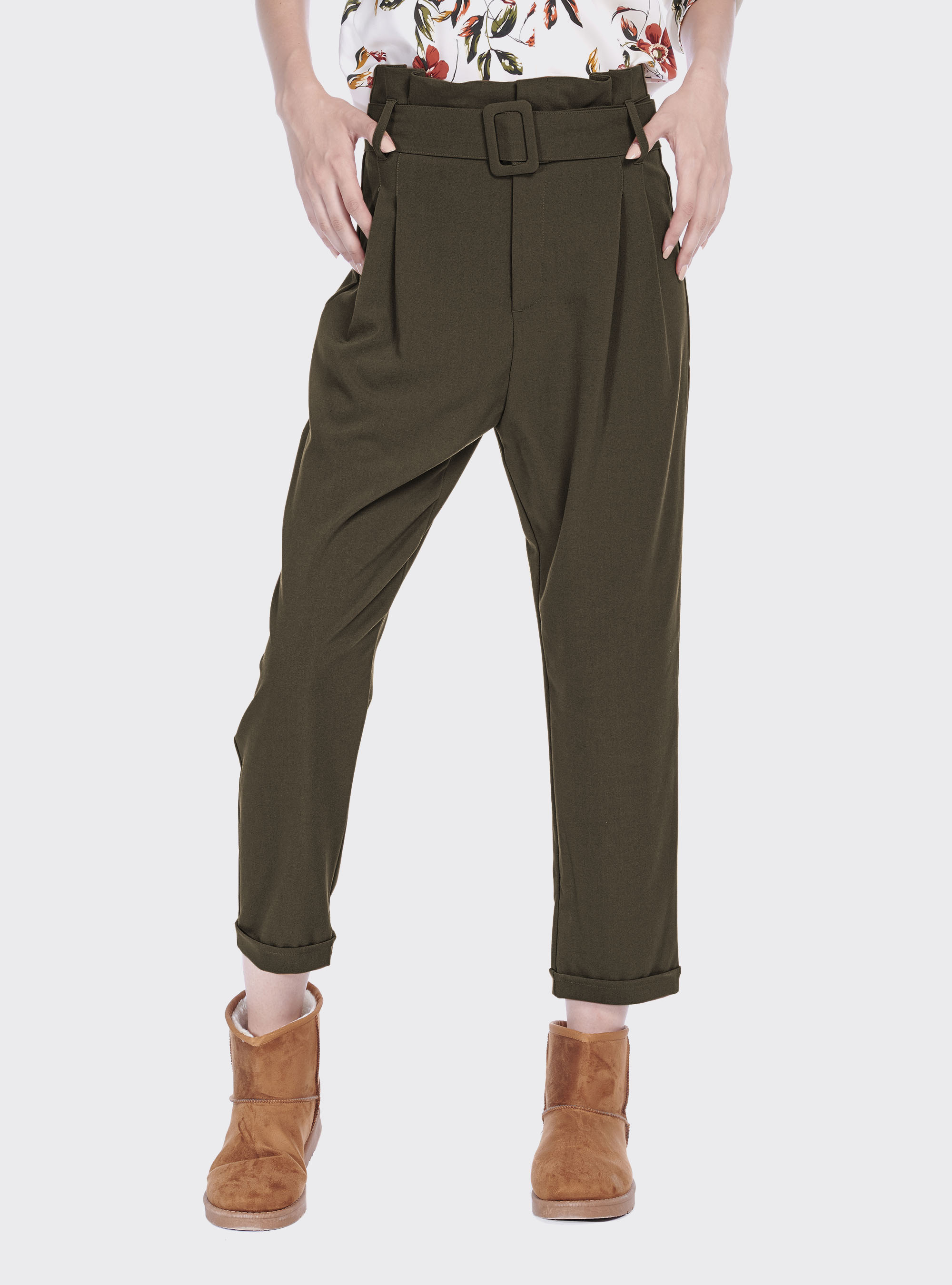 Pantalon paperbag, C6677 KAKY