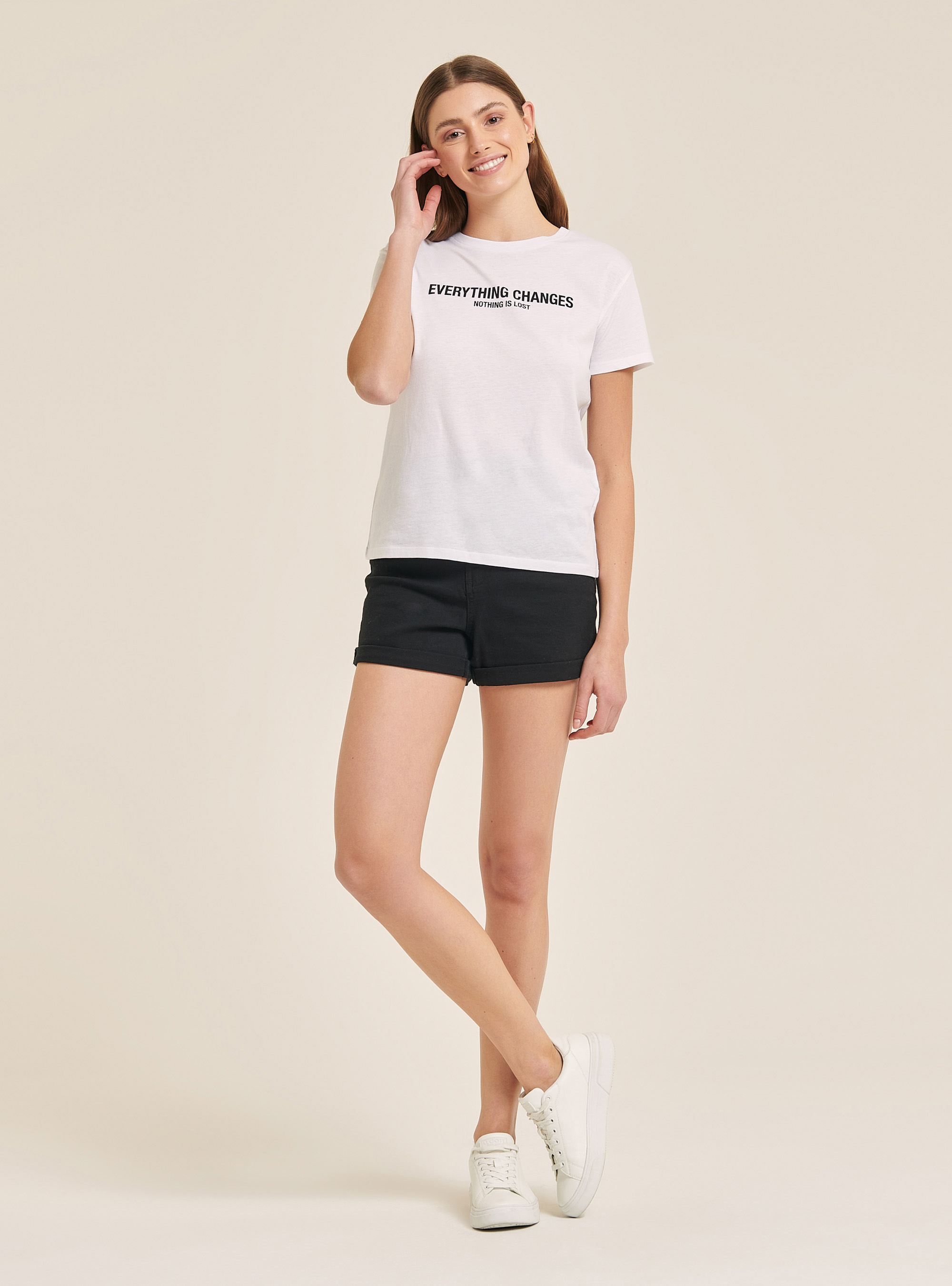 T-shirt with comfort fit lettering print, WHITE