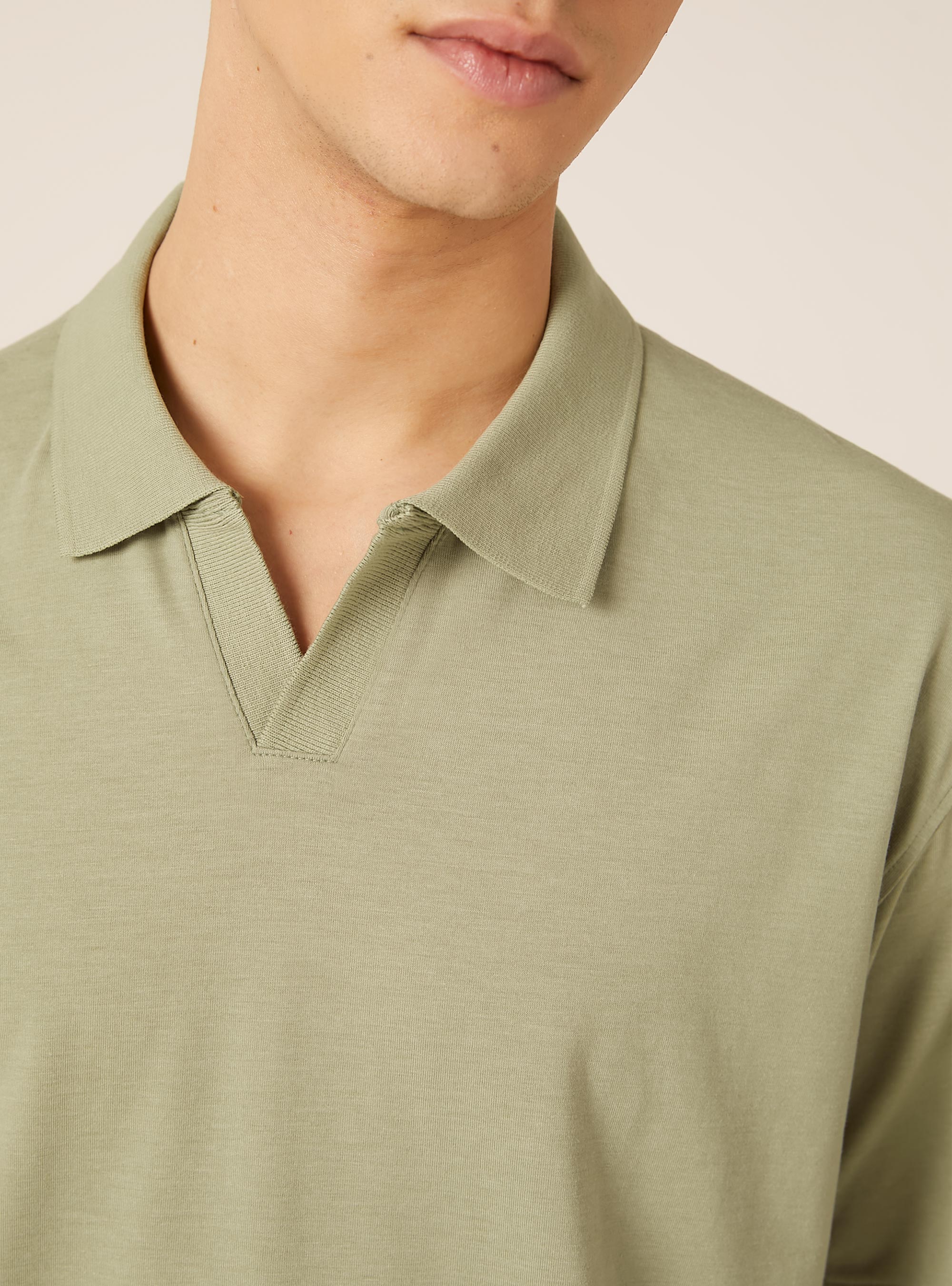 Polo mezza placchetta in jersey elasticizzato, KY2 KAKY MEDIUM