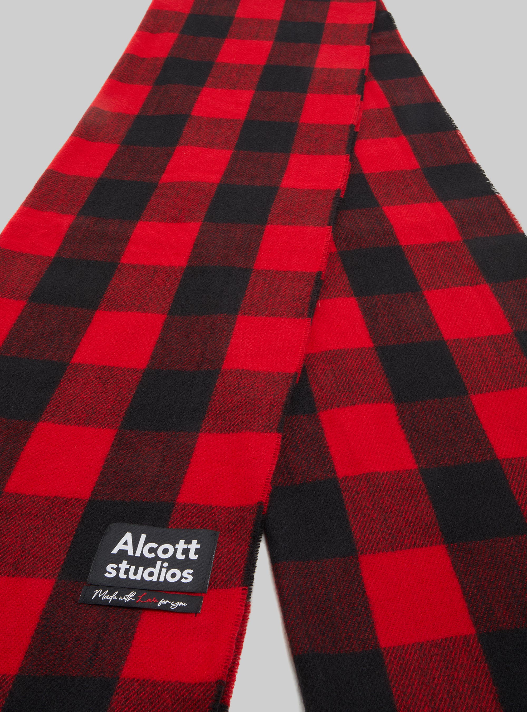 Sciarpa check con frange, RD2 RED MEDIUM