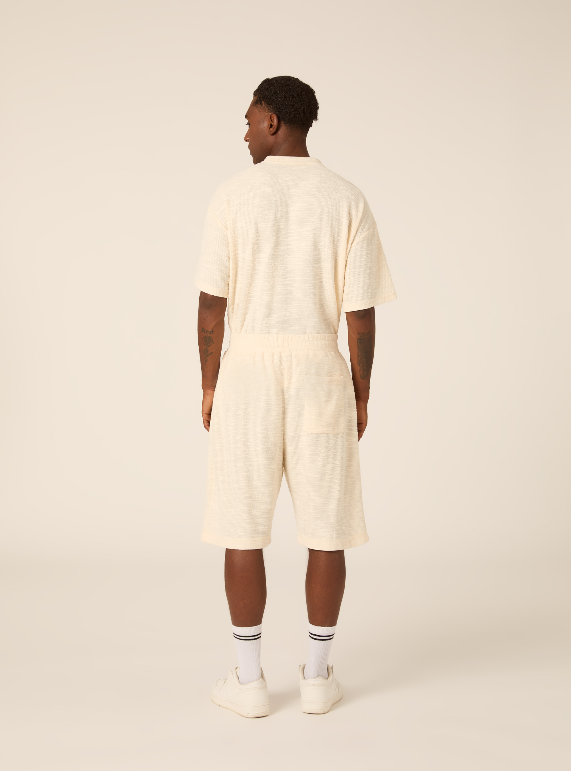 Bermuda loose fit in misto cotone texture, WH2 WHITE