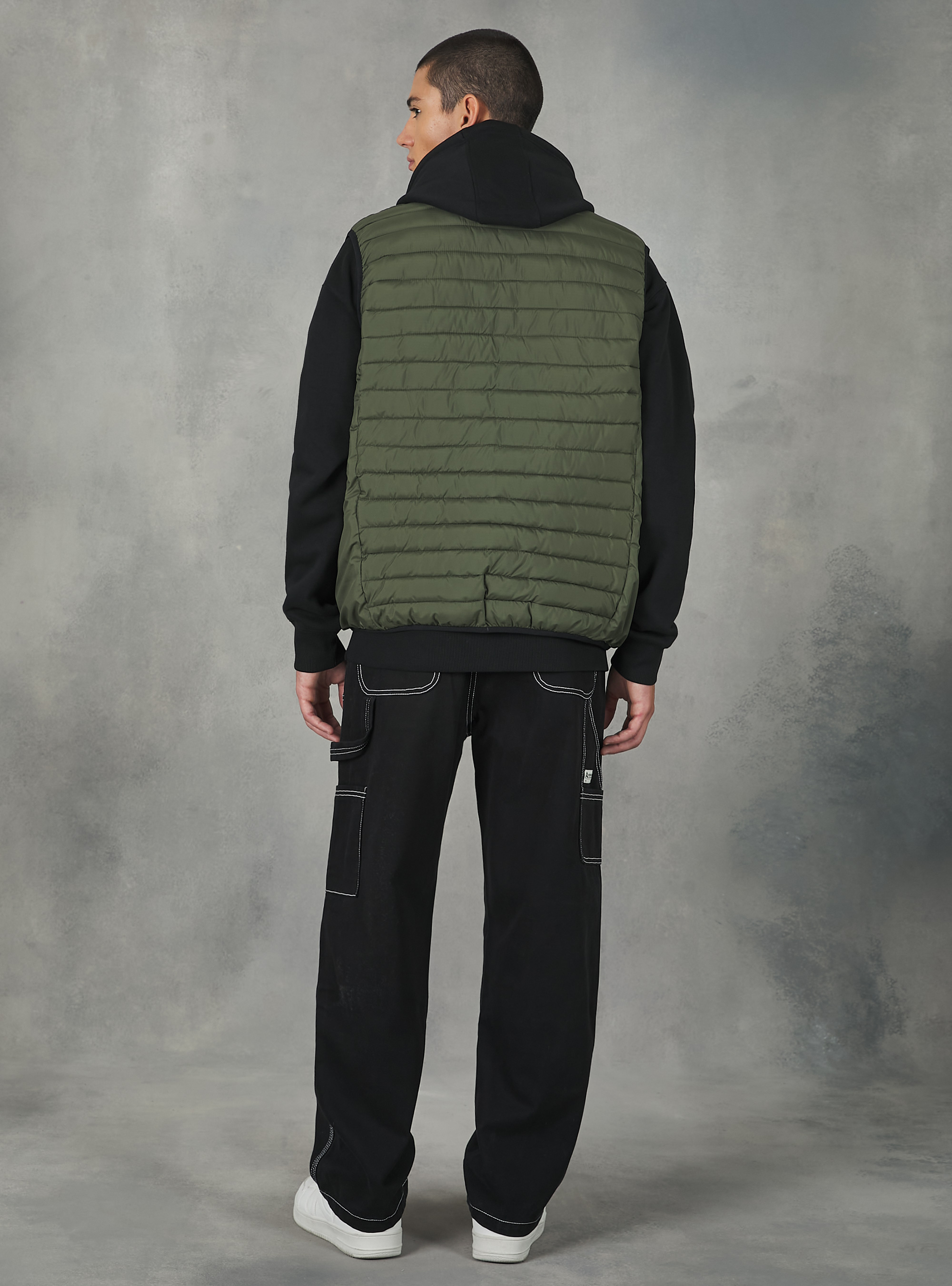 Padded sleeve jacket with contrasting zip, KY2 KAKY MEDIUM